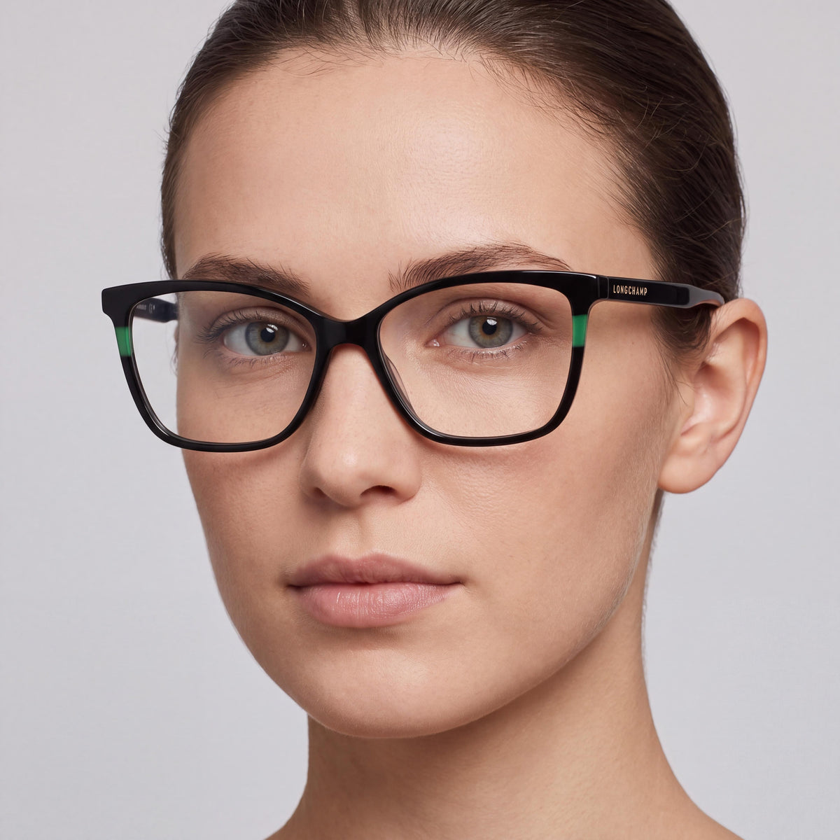 Gafas graduadas Longchamp casual para mujer con montura de acetato negro y lentes transparentes 55-15-140, Photo 4