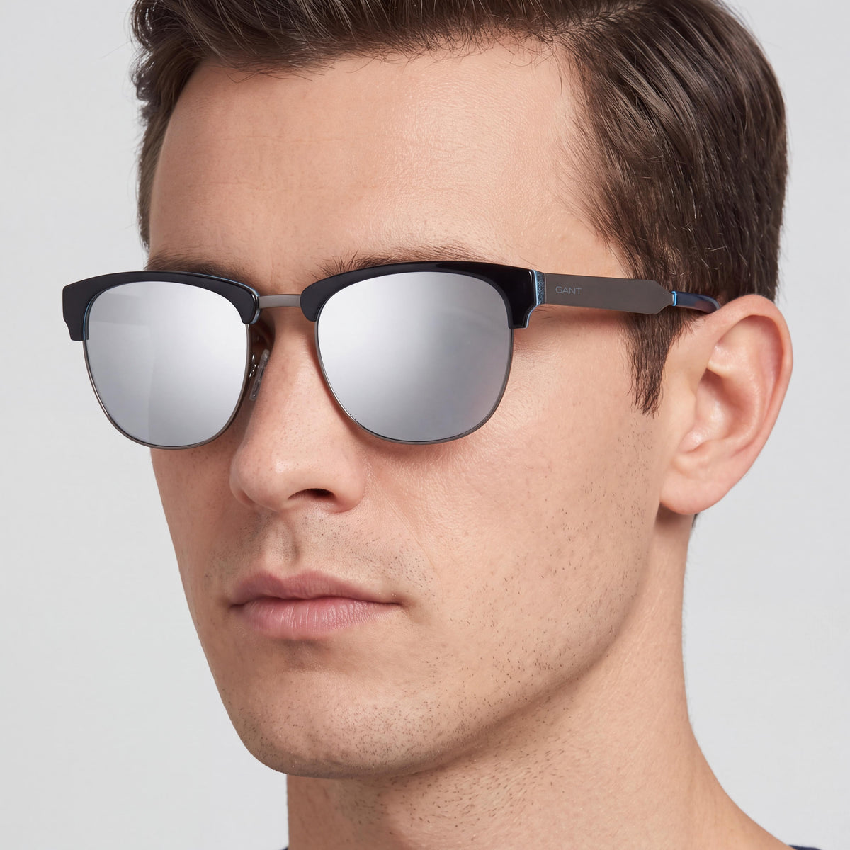 Gafas de sol GANT para hombre, montura de plástico negra, lentes grises, protección UV, 54 mm, Photo 3