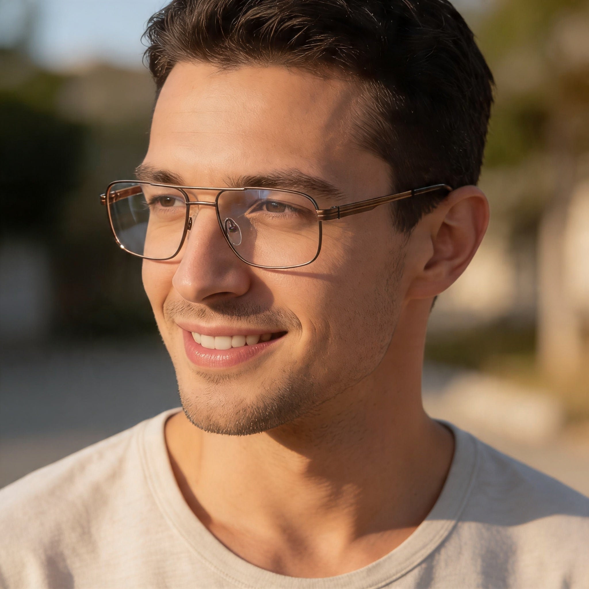 Chesterfield Chesterf 866/T Men's Brown Titanium Rectangular Clear Lens Eyeglasses 56-17-140, Photo 3