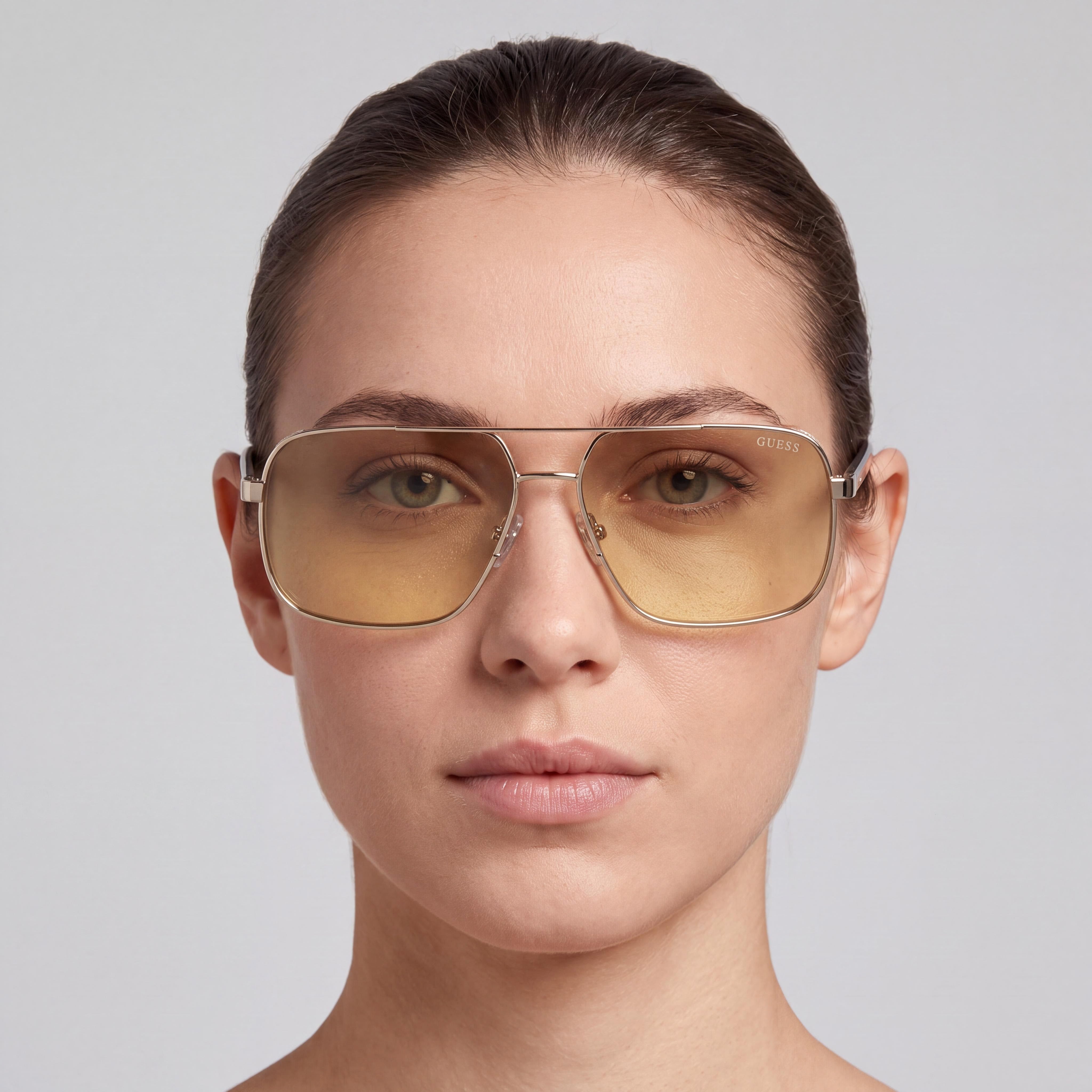 GUESS Classic Women's Metal Frame Sunglasses, Pale Gold/Grey Frame, Brown Gradient Lenses, UV Protection, 58mm, Photo 4