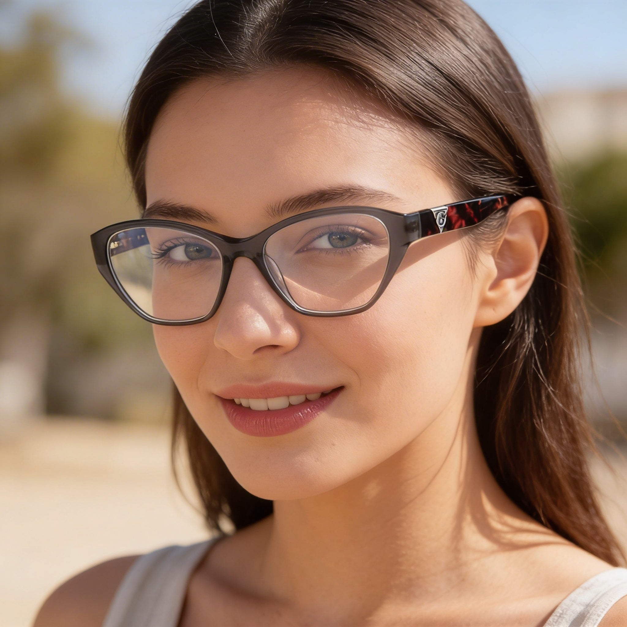 Gafas GUESS de mujer a la moda con montura gris brillante y lentes de policarbonato no polarizadas, tamaño 51-16-135, Photo 5