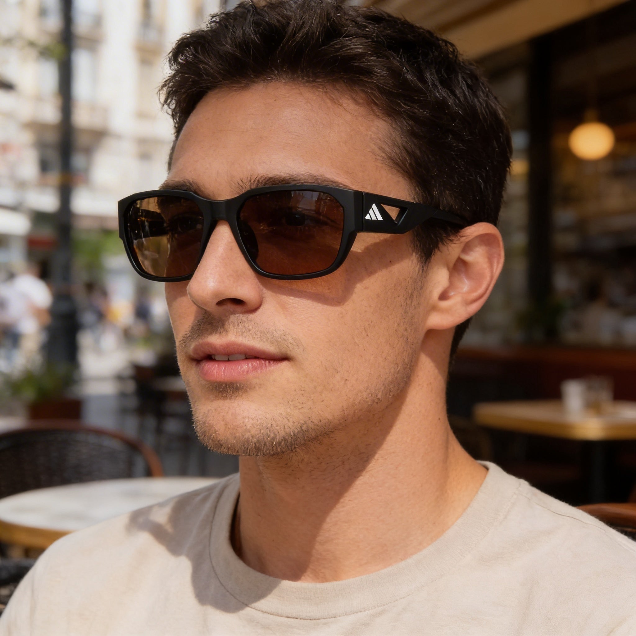 Gafas de sol deportivas adidas Modern para hombre, montura negra opaca, lentes marrones, protección UV 400, 58 mm, Photo 5