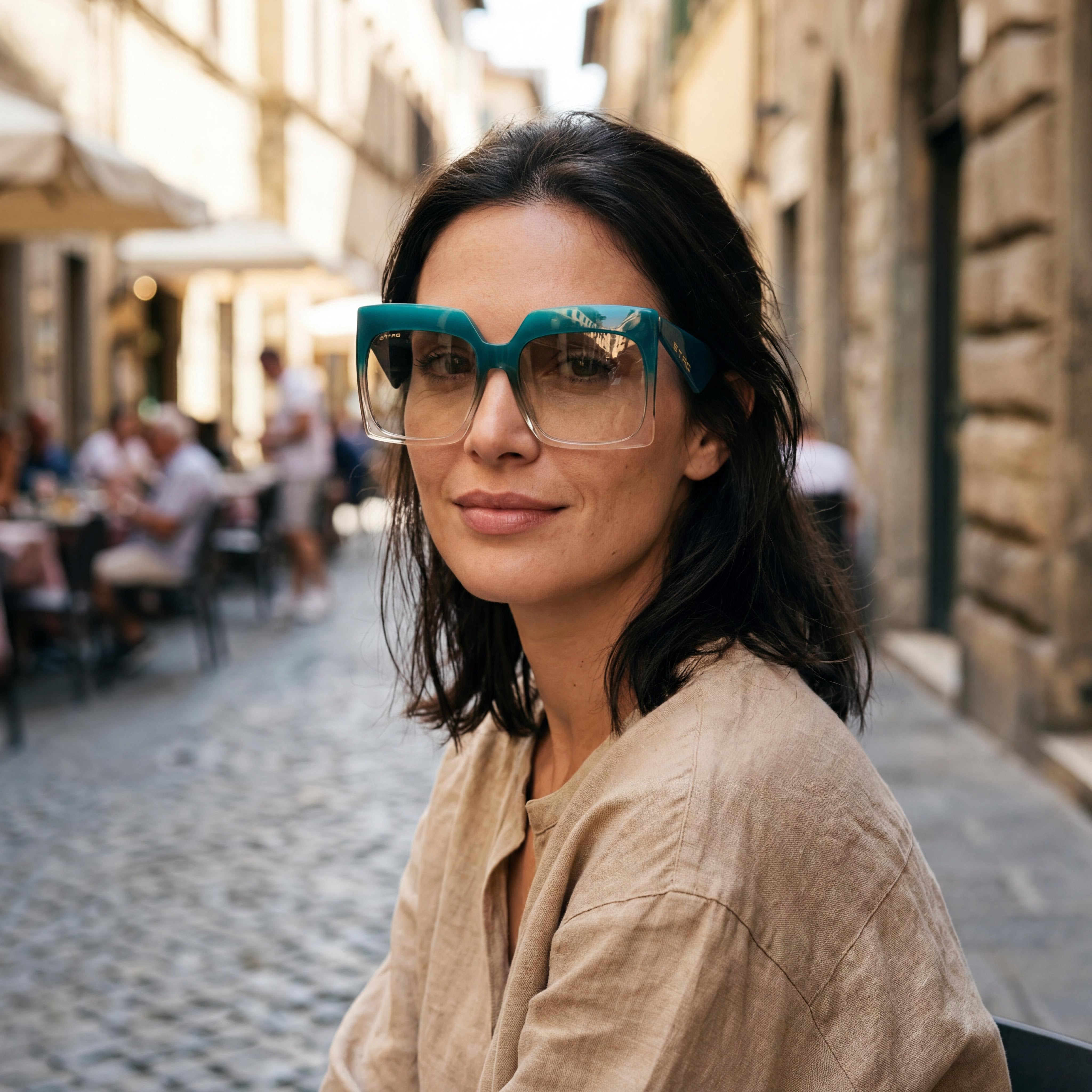 Etro Casual Style Women's Khaki Green Acetate Non-Polarized Polycarbonate Sunglasses 60mm Lens, Photo 5