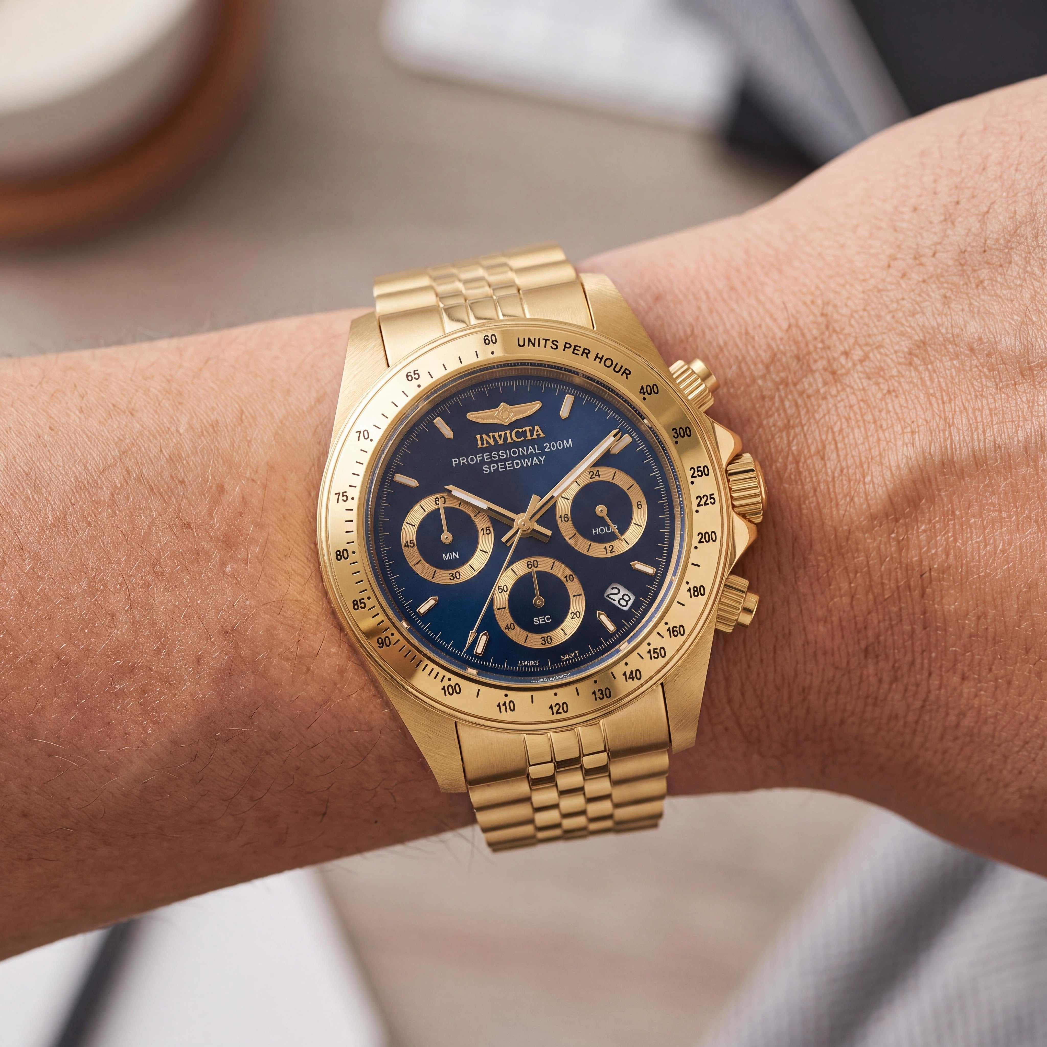 Invicta Speedway 30999 Cronógrafo Unisex de Acero Inoxidable, Esfera Azul, Cuarzo, Reloj de 20 ATM, 39 mm, Photo 4
