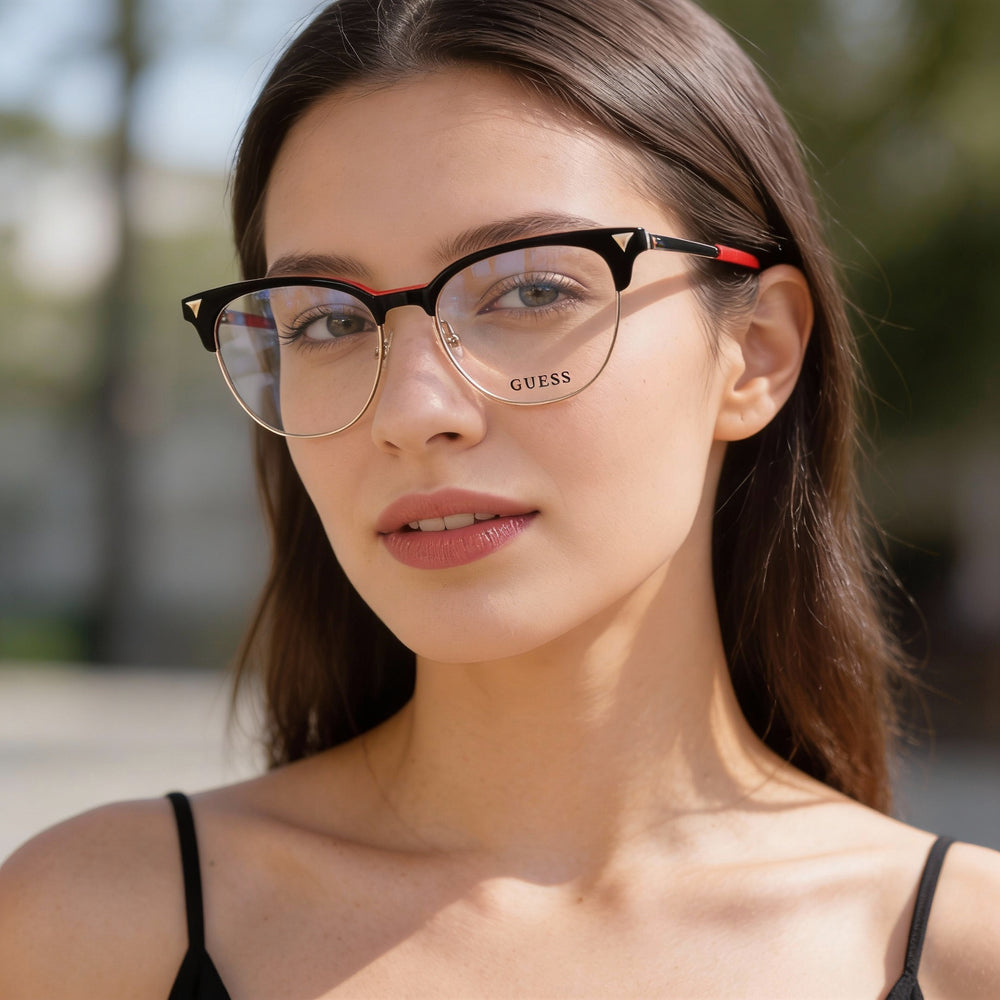 GUESS Modern Women's Stainless Steel Frame Clear Non- Optical Eyeglasses 53-17-140