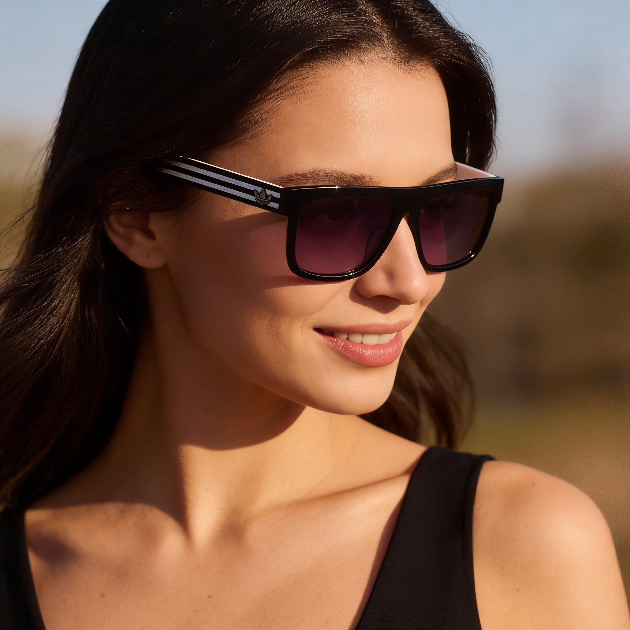 Gafas de sol unisex rectangulares de plástico Adidas Originals OR0127, montura negra brillante, lentes negras no polarizadas, 100 % protección UV, 56 mm, Photo 5