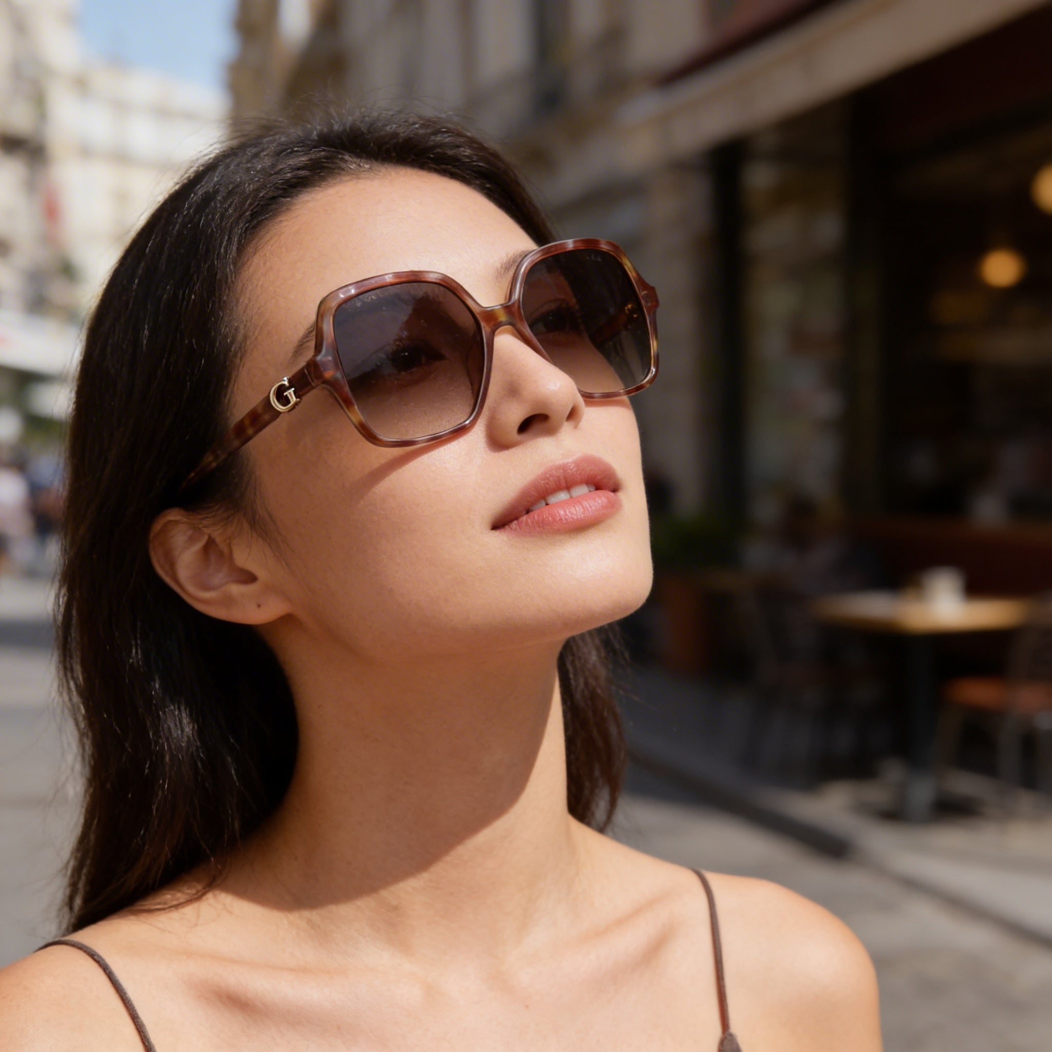 Guess Modern Women's Plastic Light Brown Avana Frame Gradient Brown Lens UV Protection Sunglasses 57-17-140, Photo 6