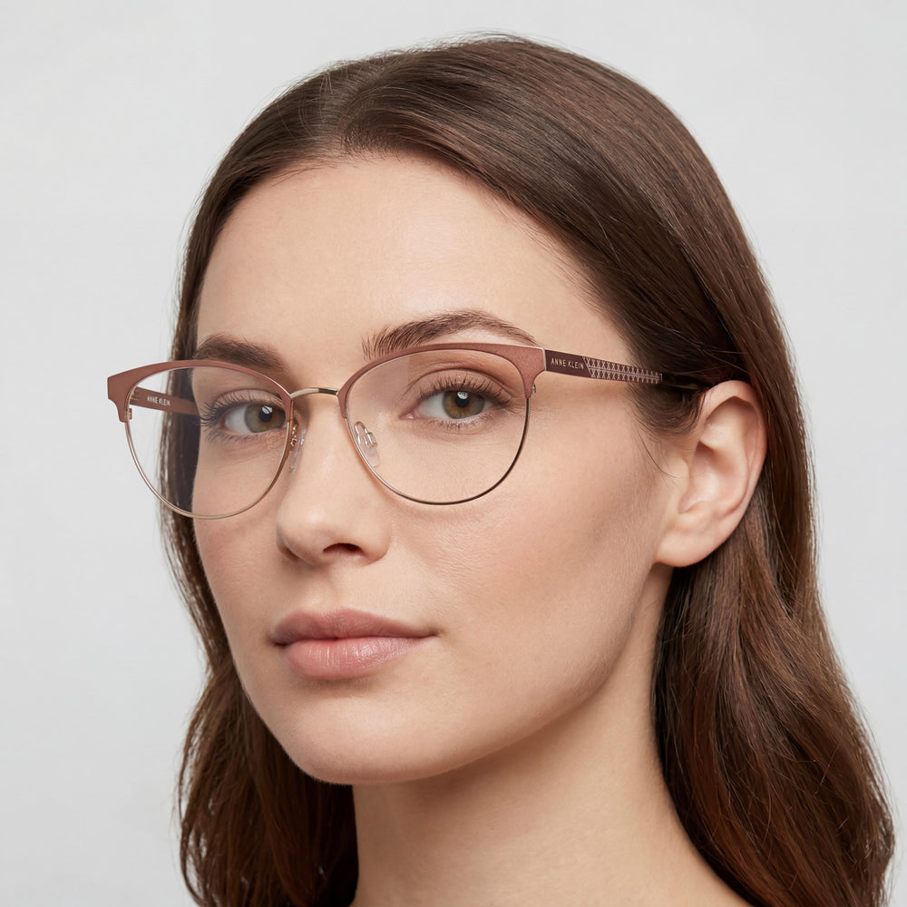 Anne Klein Women's Mocha Eyeglasses with Clear Demo Lenses, Lenses can be replaced with custom prescription lenses.