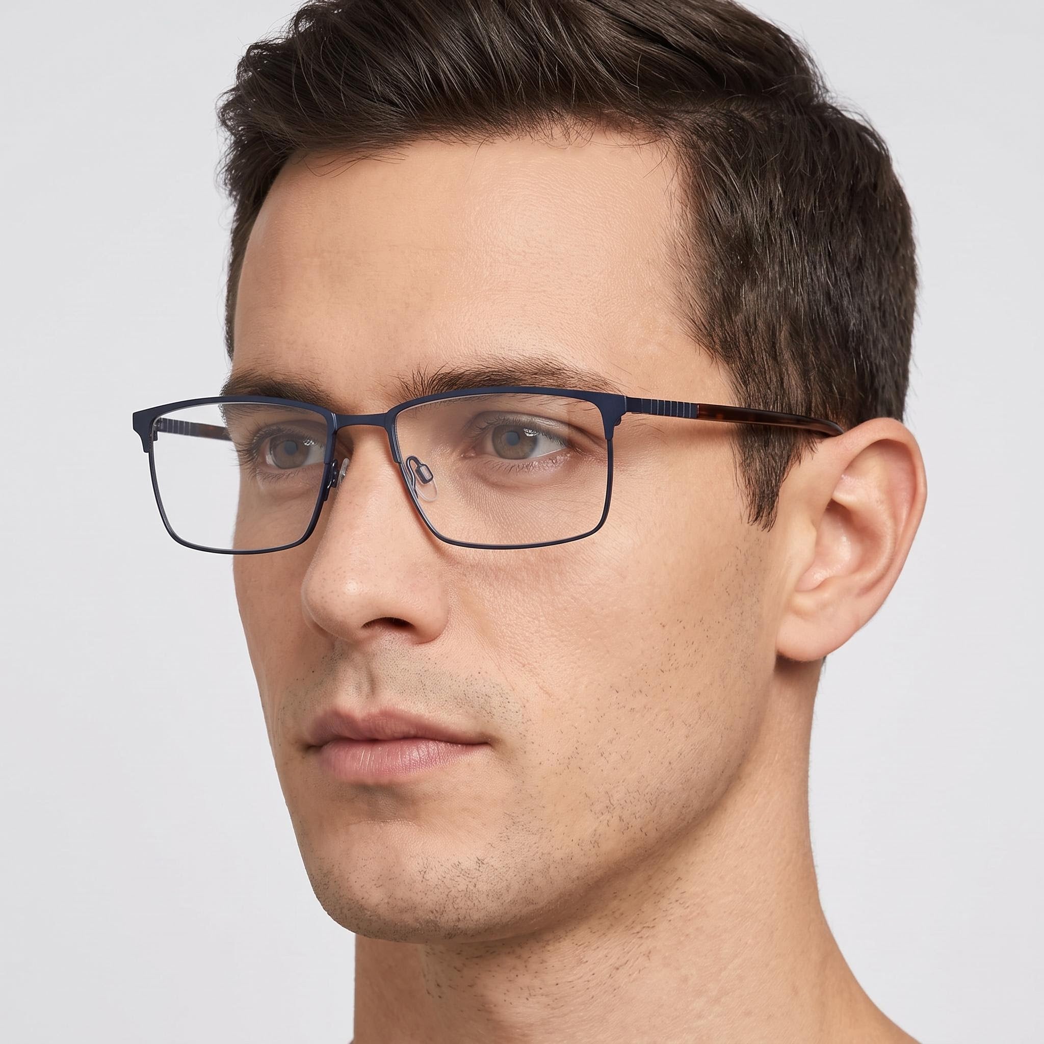 Flexon E1129 Unisex Acetate Frame in Matte Navy Color with Polycarbonate Lenses and 59mm Lens Width, Photo 4