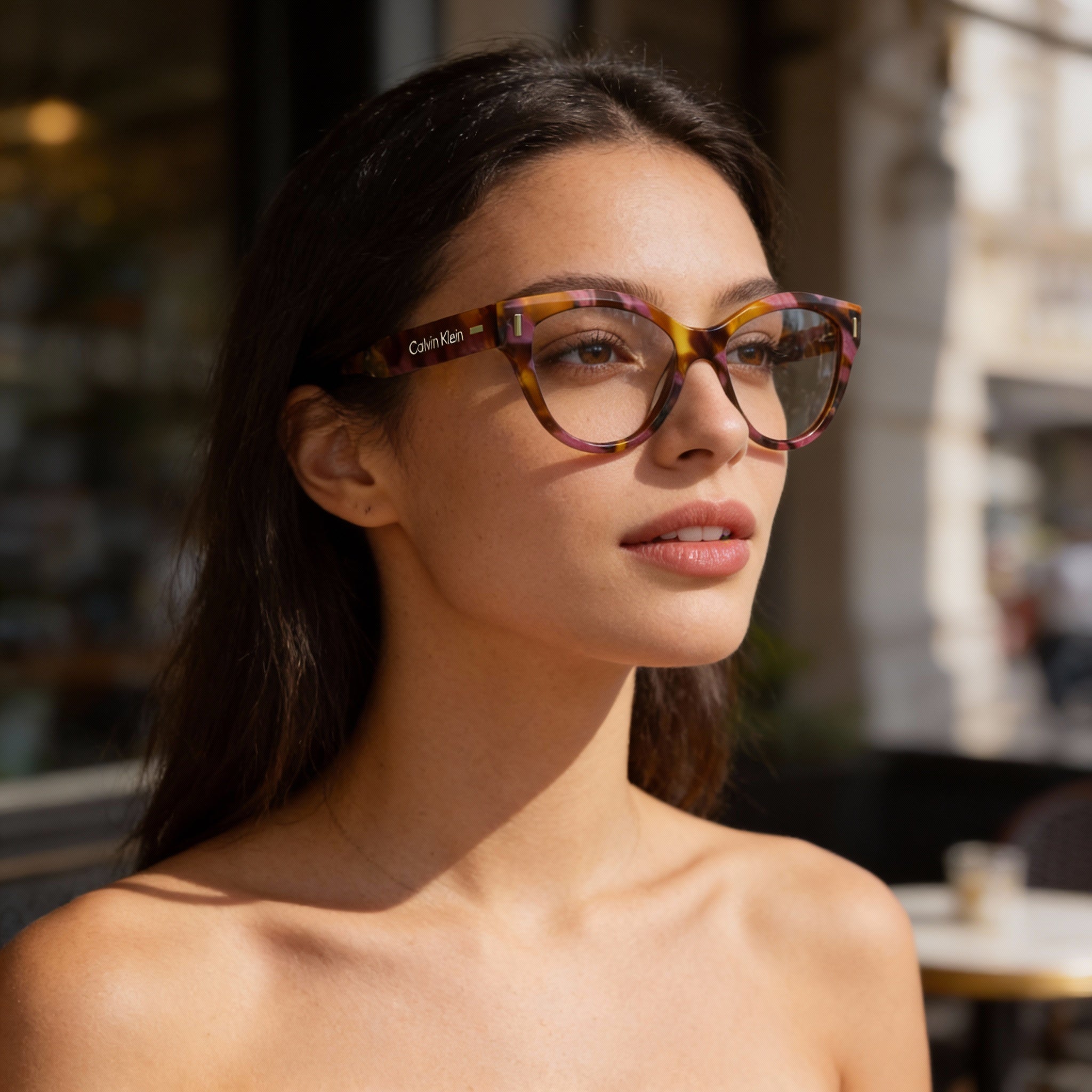 Calvin Klein Modern Unisex Sunglasses with Havana Rose Acetate Frame & Polycarbonate Lenses, 53mm Lens Width, Photo 6