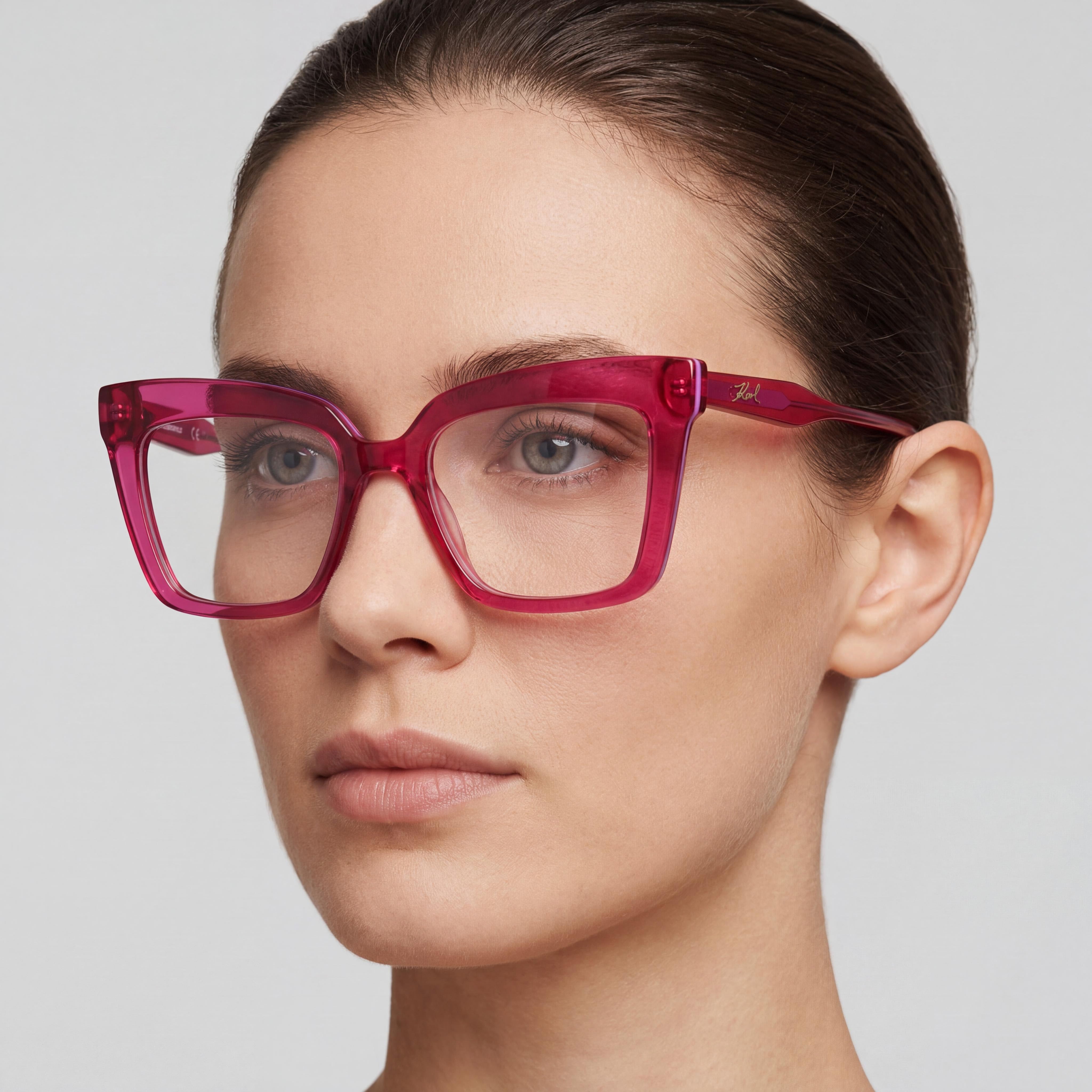 Gafas de sol Karl Lagerfeld Modern para mujer con montura inyectada color cereza, lentes de policarbonato, 51 mm de ancho de lente, Photo 5