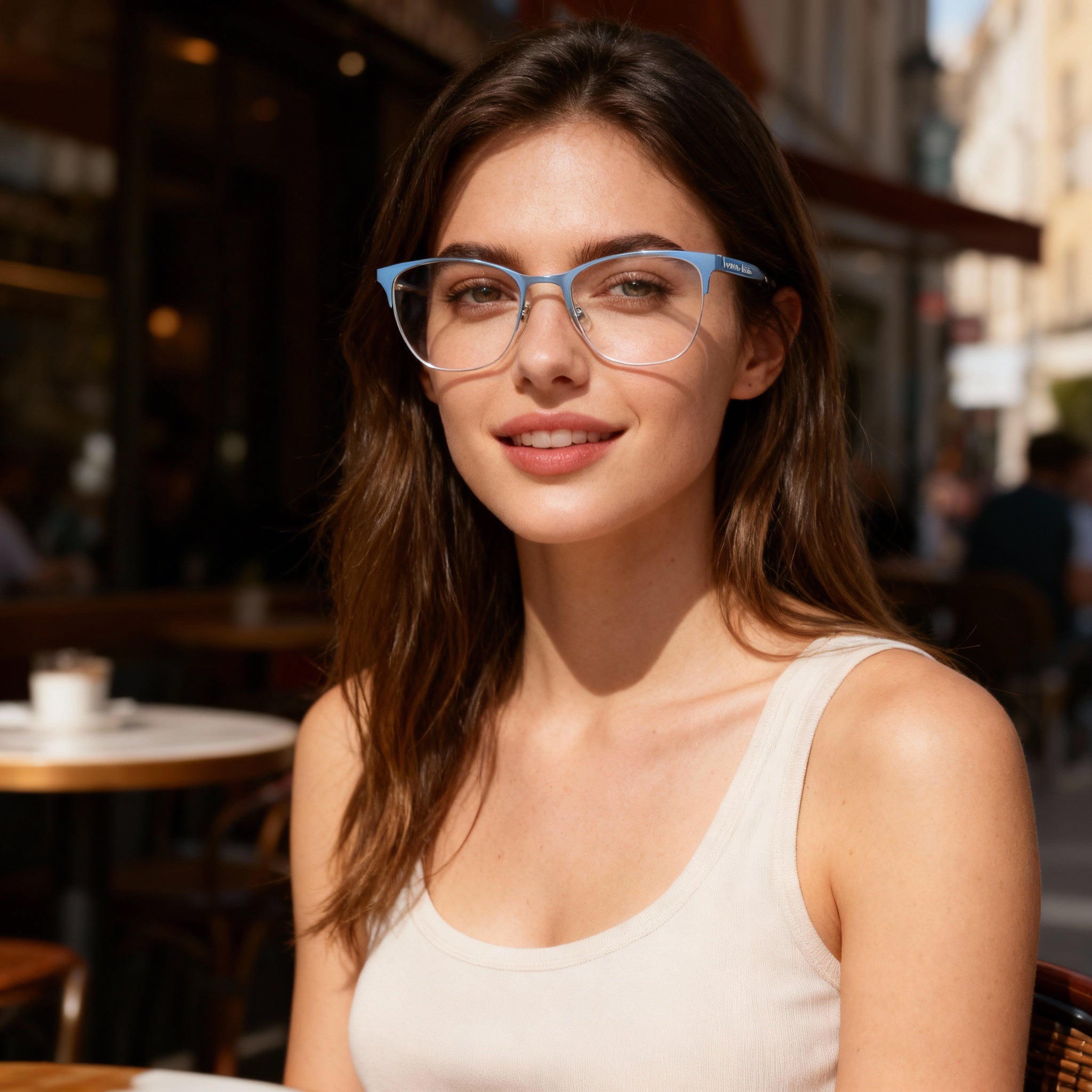 Calvin Klein Jeans CKJ22206 Women's Blue Metal Frame Polarized Polycarbonate Lens Sunglasses, Size 52-17-140mm, Photo 4