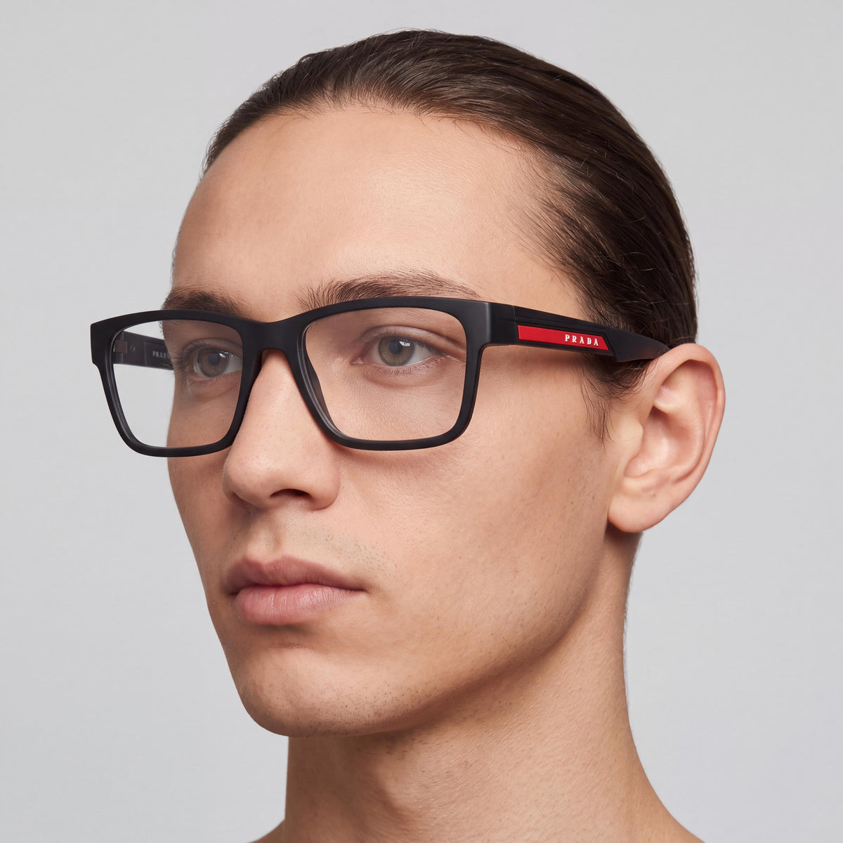 Montura de gafas graduadas unisex Prada Ps 02pv de material compuesto negro con lentes de plástico transparente 55-19-140mm, Photo 4