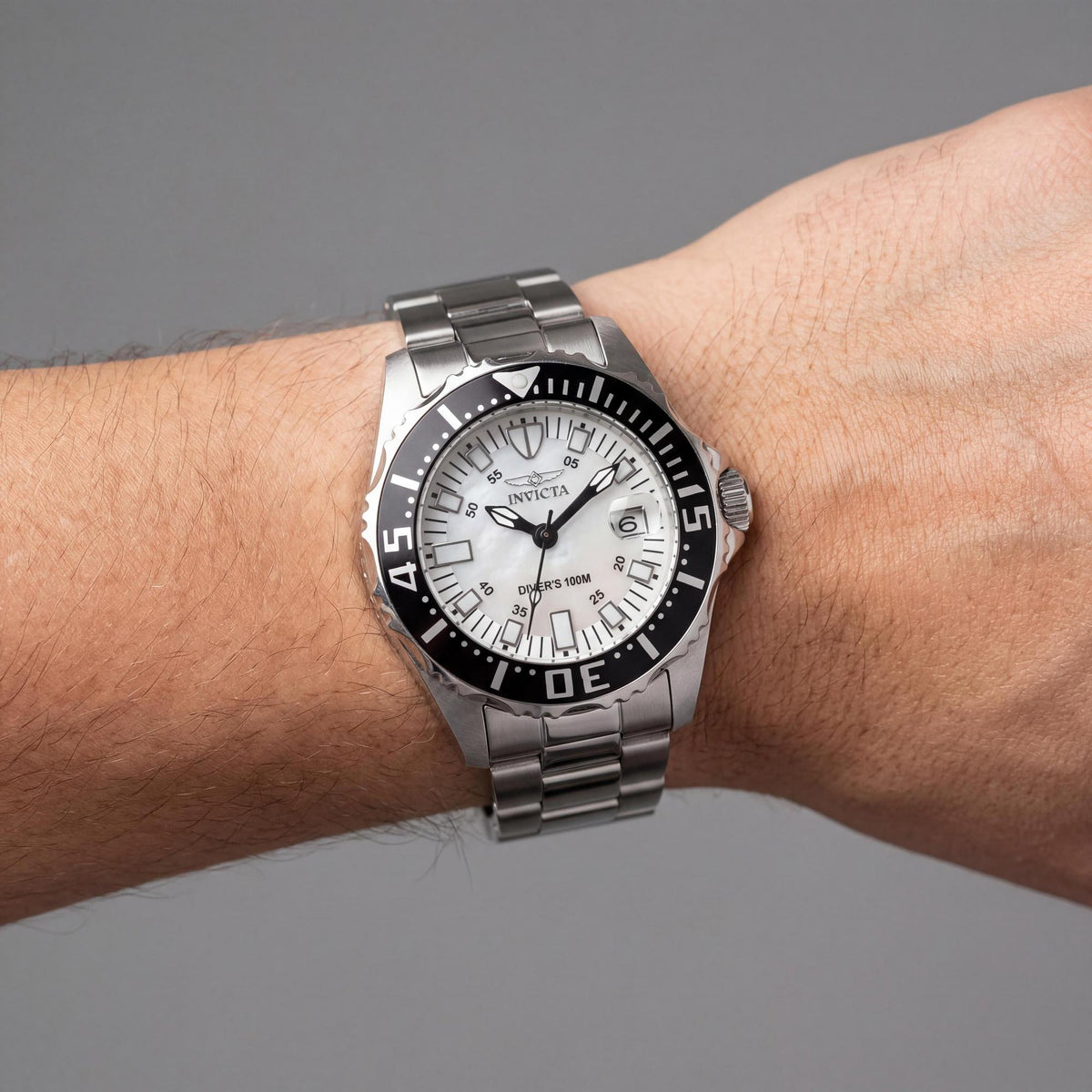 Invicta Pro Diver 2958 Unisex Stainless Steel 30mm White Mother of Pearl Luminous Quartz Watch 100M WR, Photo 4