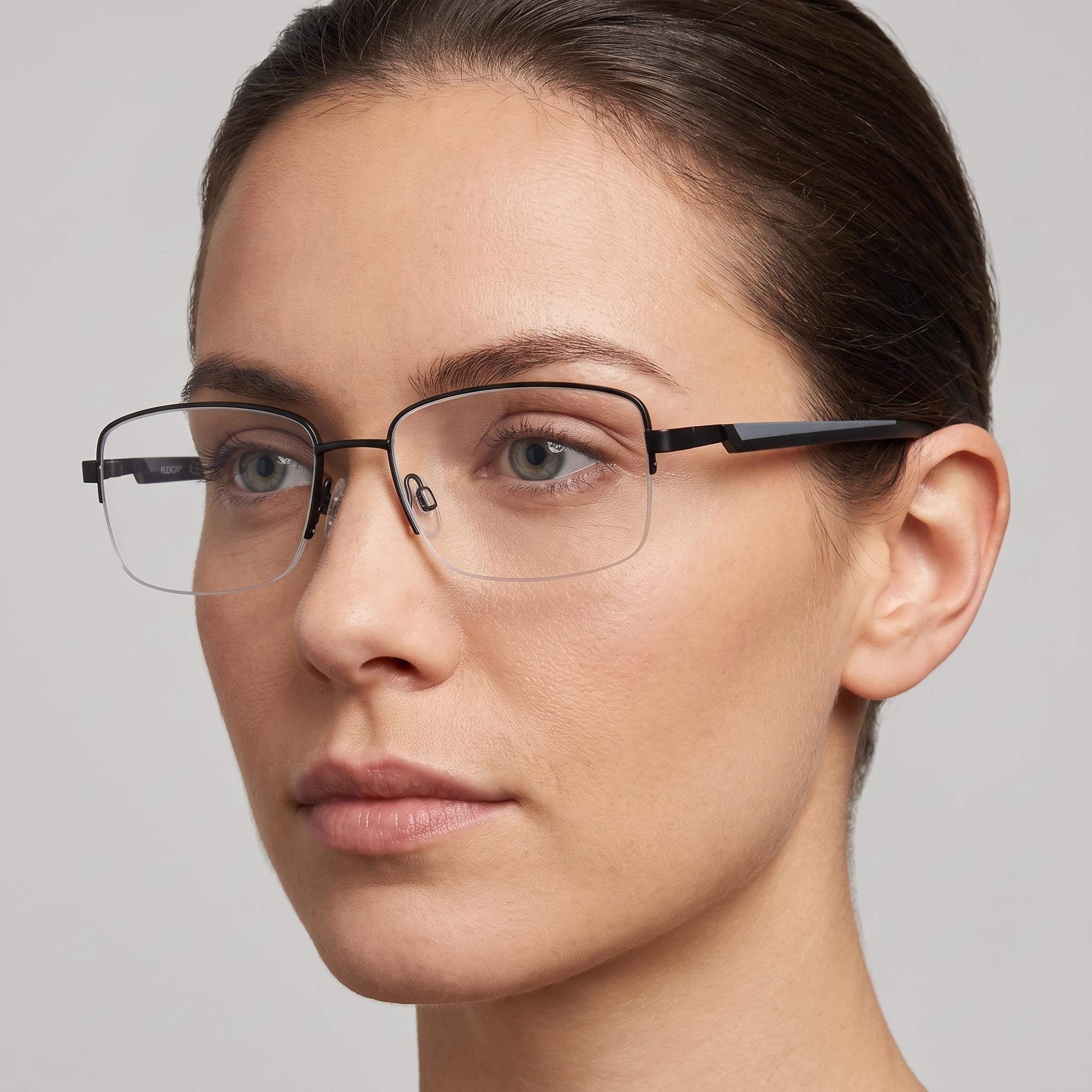 Flexon H6084 Women's Metal Optical Frames, Matte Black, Lens Width 57mm, Bridge Width 17mm, Photo 5