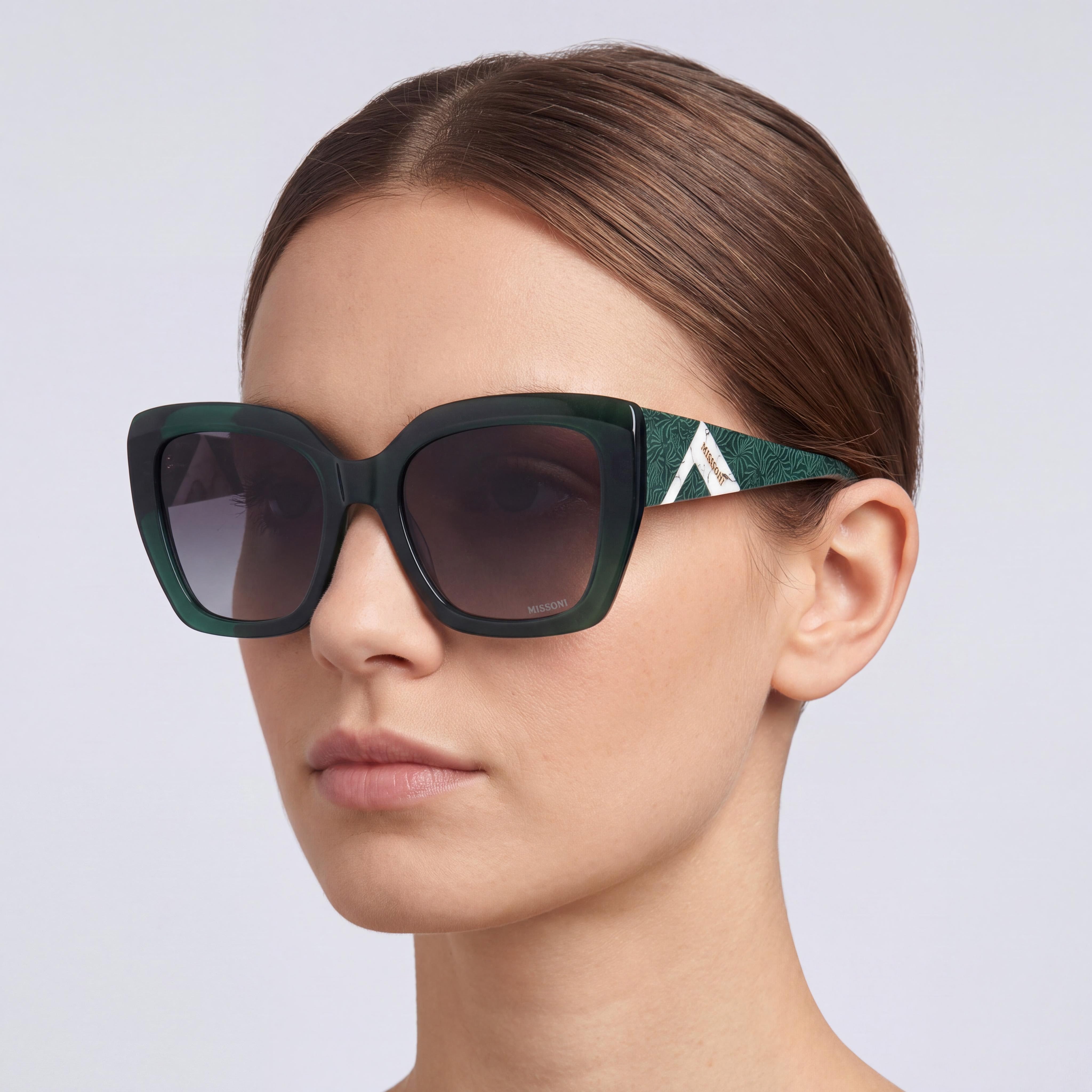 M Missoni Casual. Women's Green/Dark Grey Acetate Non-Polarized Sunglasses 54mm, Photo 4