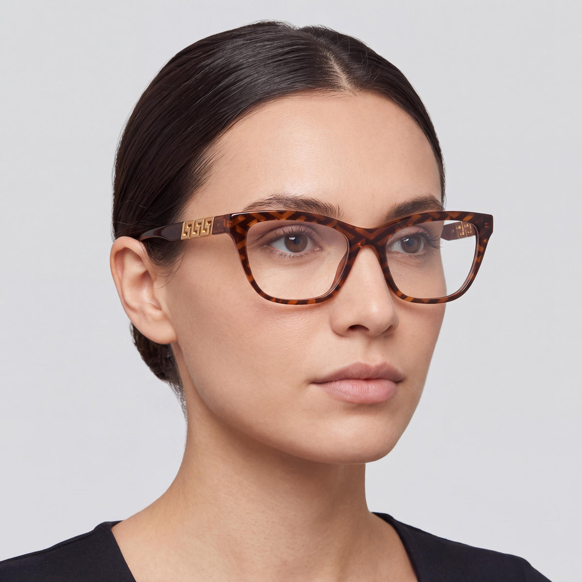 Versace 03318 Women's Full Rim Pillow Shape Havana Print Monogram Plastic Frame with Polycarbonate Lenses 54mm, Photo 4