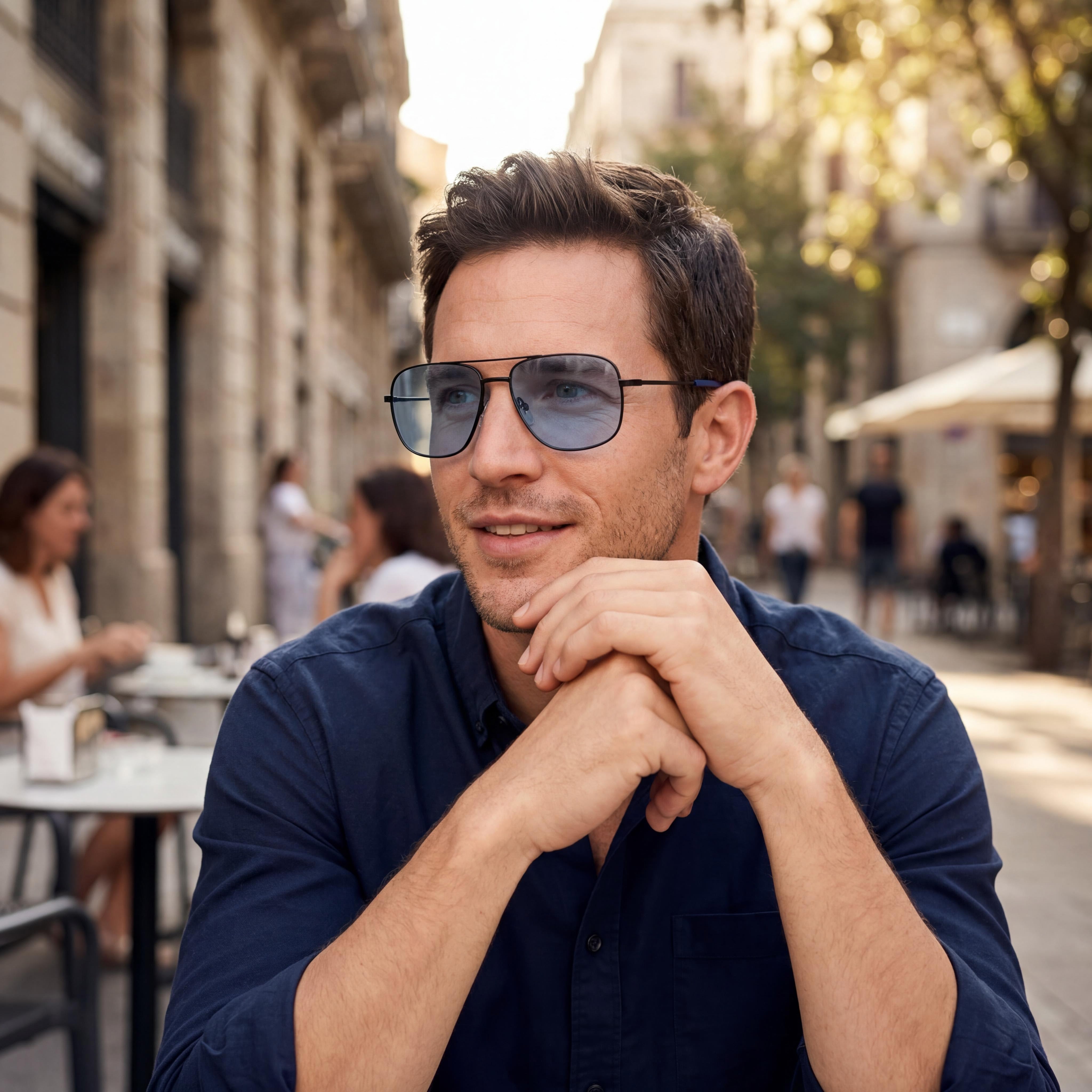 BMW Men's Metal Sun Glasses, Matte Black/Blue, Polarized UV Protection Lenses, Size 59-16-145, Photo 5