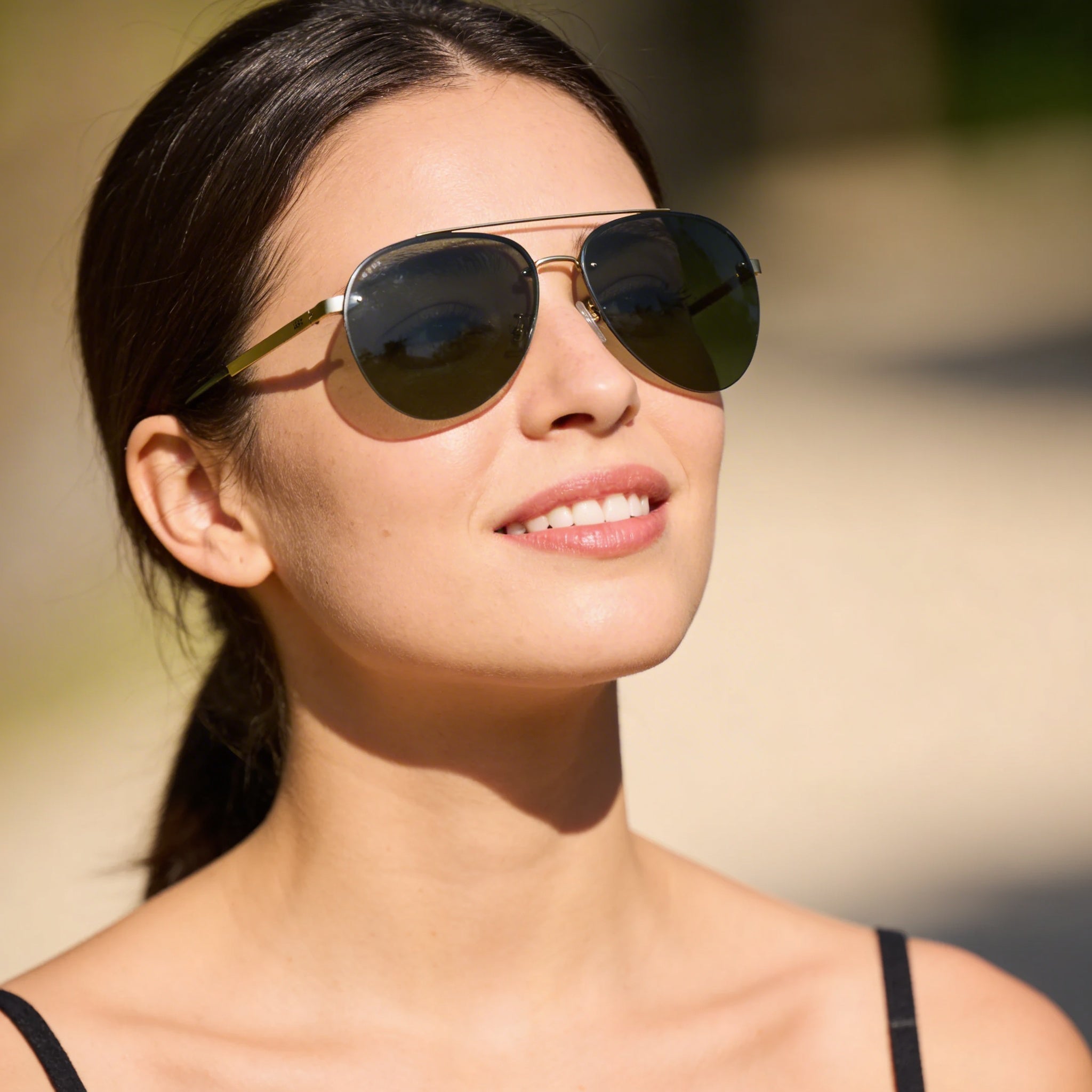 HUGO BOSS Modern Women's Metal Frame Sunglasses with Polycarbonate Lenses and UV Protection, Matte Gold, 62mm Lens Width, Photo 6