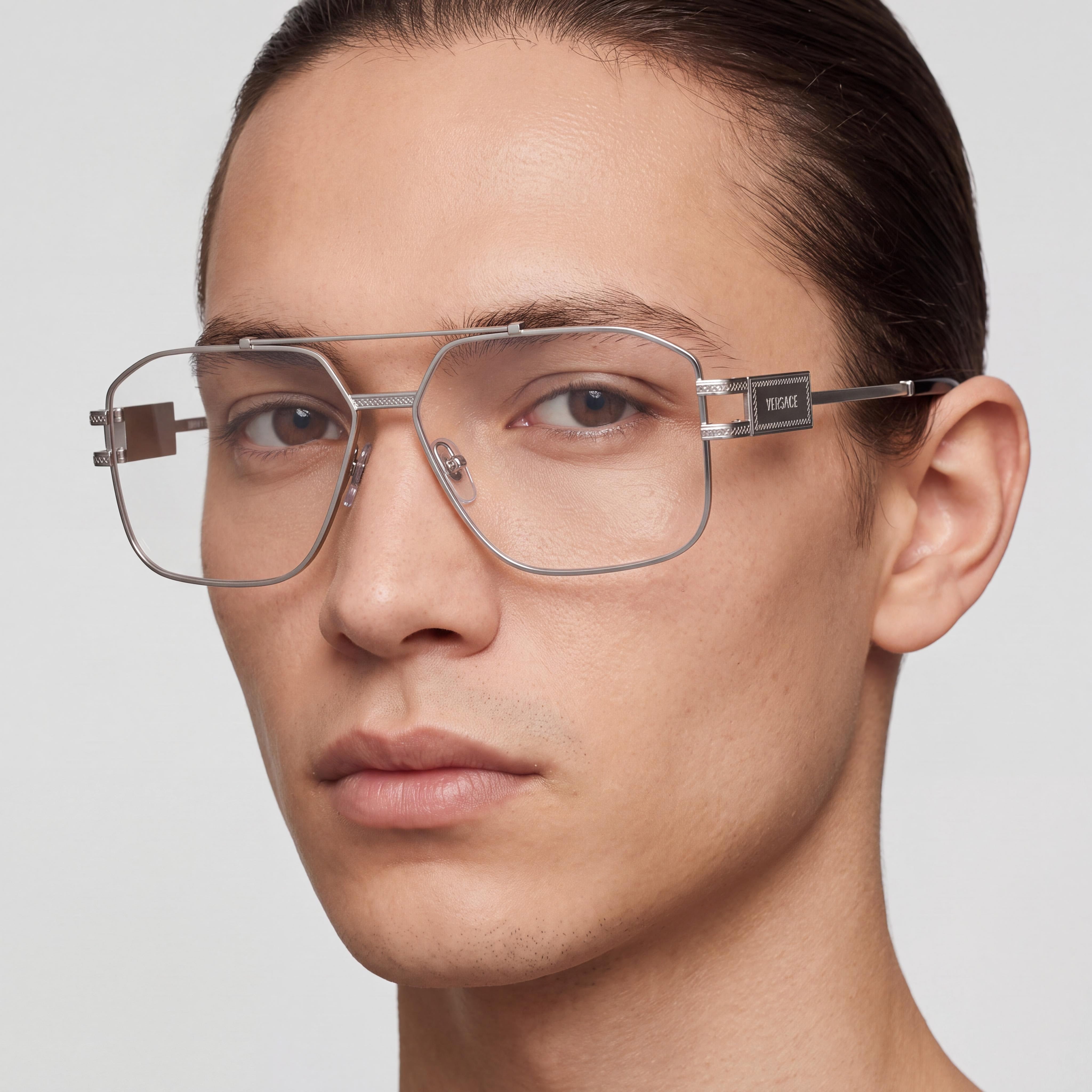 Versace Luxury Modern 0VE1302 Unisex Stainless Steel Gunmetal Eyeglasses with Demo Lenses 57mm, Photo 4