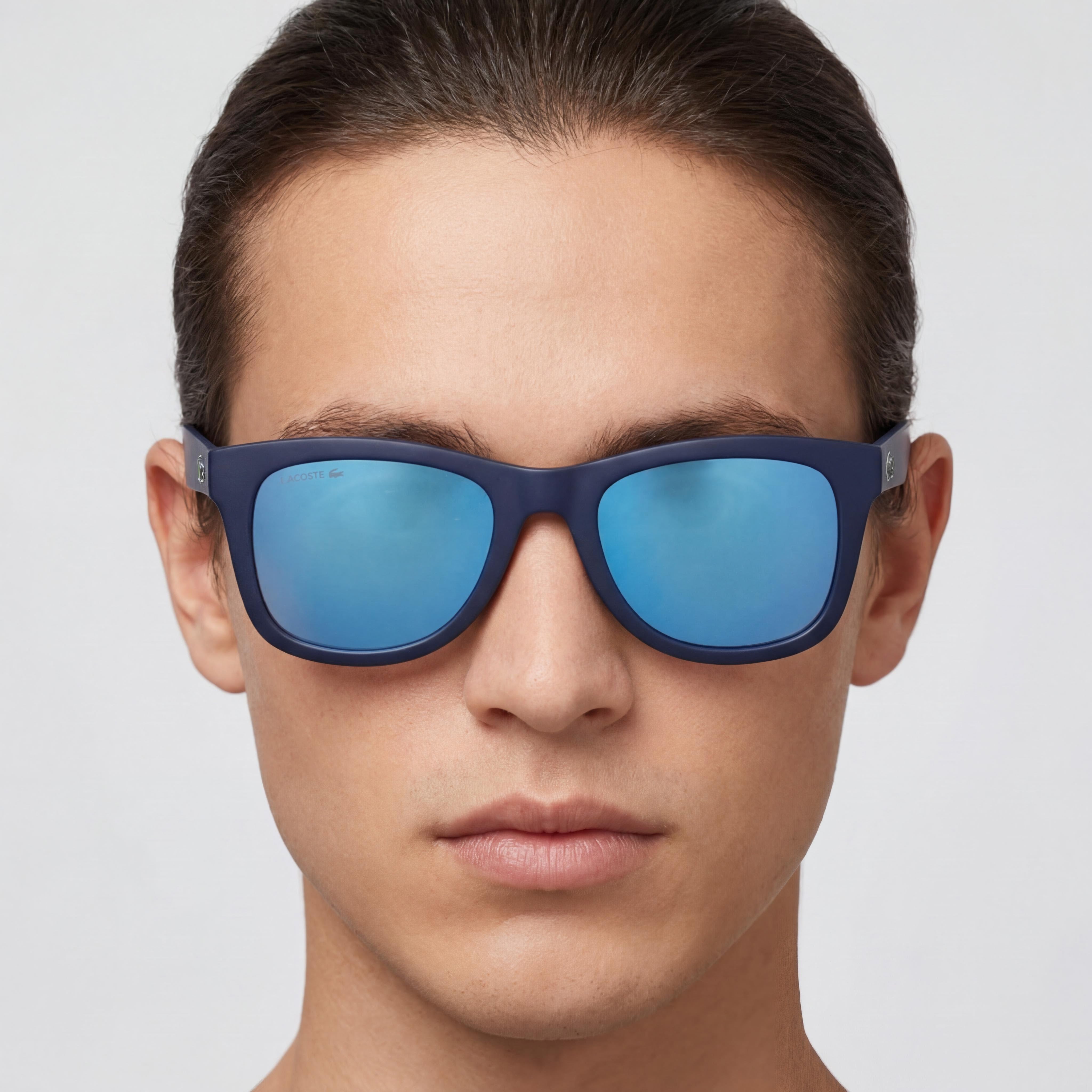 Gafas de sol Lacoste Classic unisex de plástico azul mate con protección UV y antirreflejos, talla 53-20-140, Photo 5