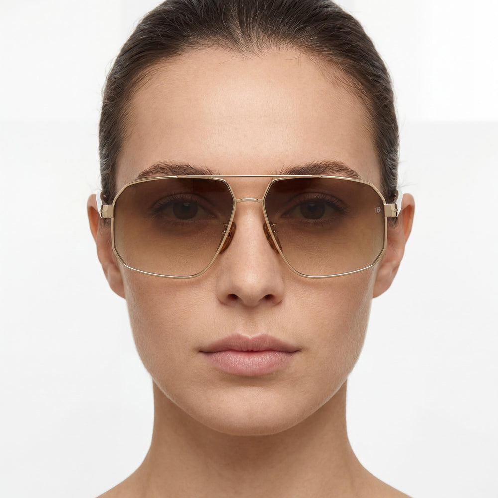 Gafas de sol David Beckham Classic DB 7102/S de metal dorado con cristales y protección UV400, no polarizadas, para mujer, de 61 mm