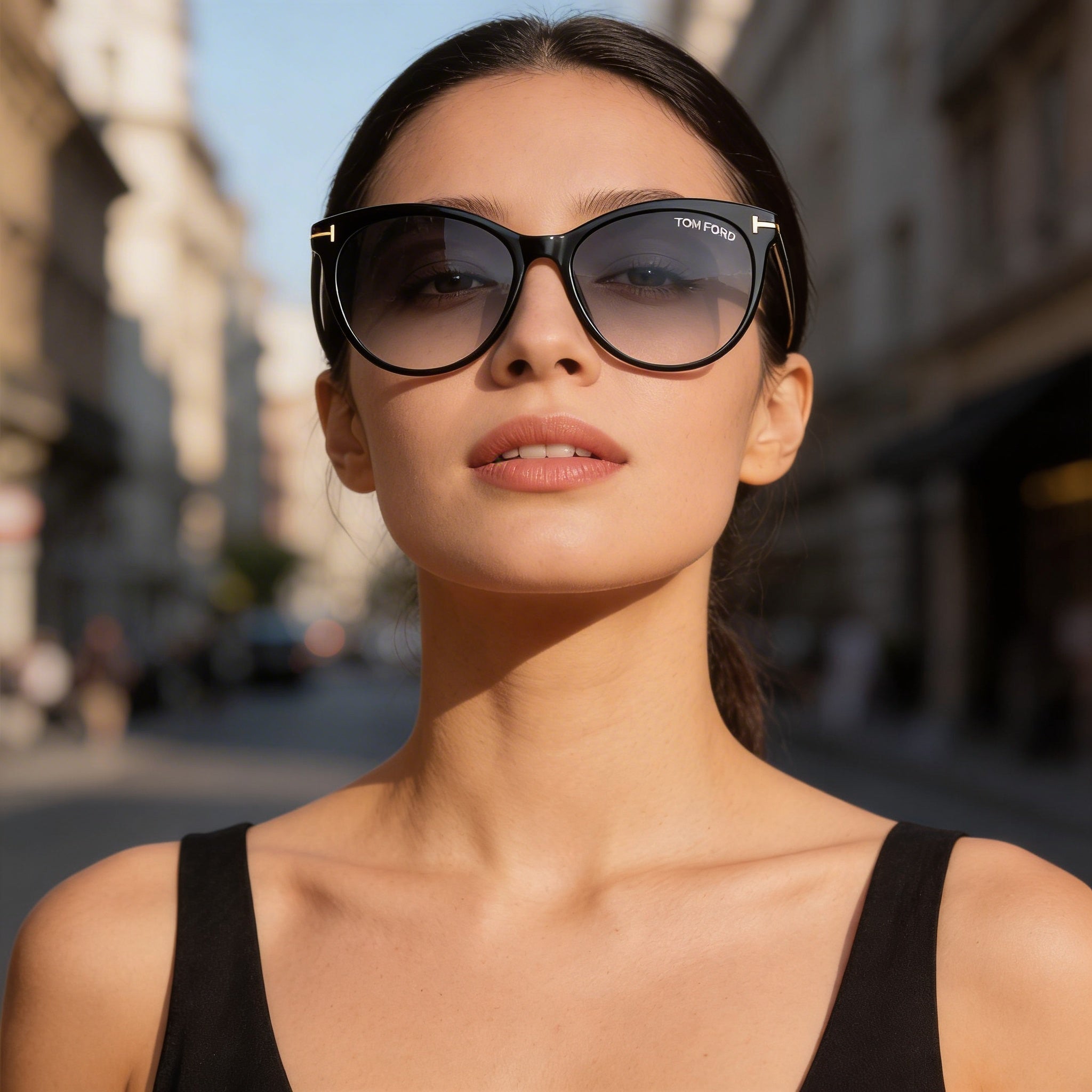 Gafas de sol unisex Tom Ford Maxim TF787 de plástico negro brillante con degradado gris y UV400, redondas y modernas, de 59 mm, Photo 4