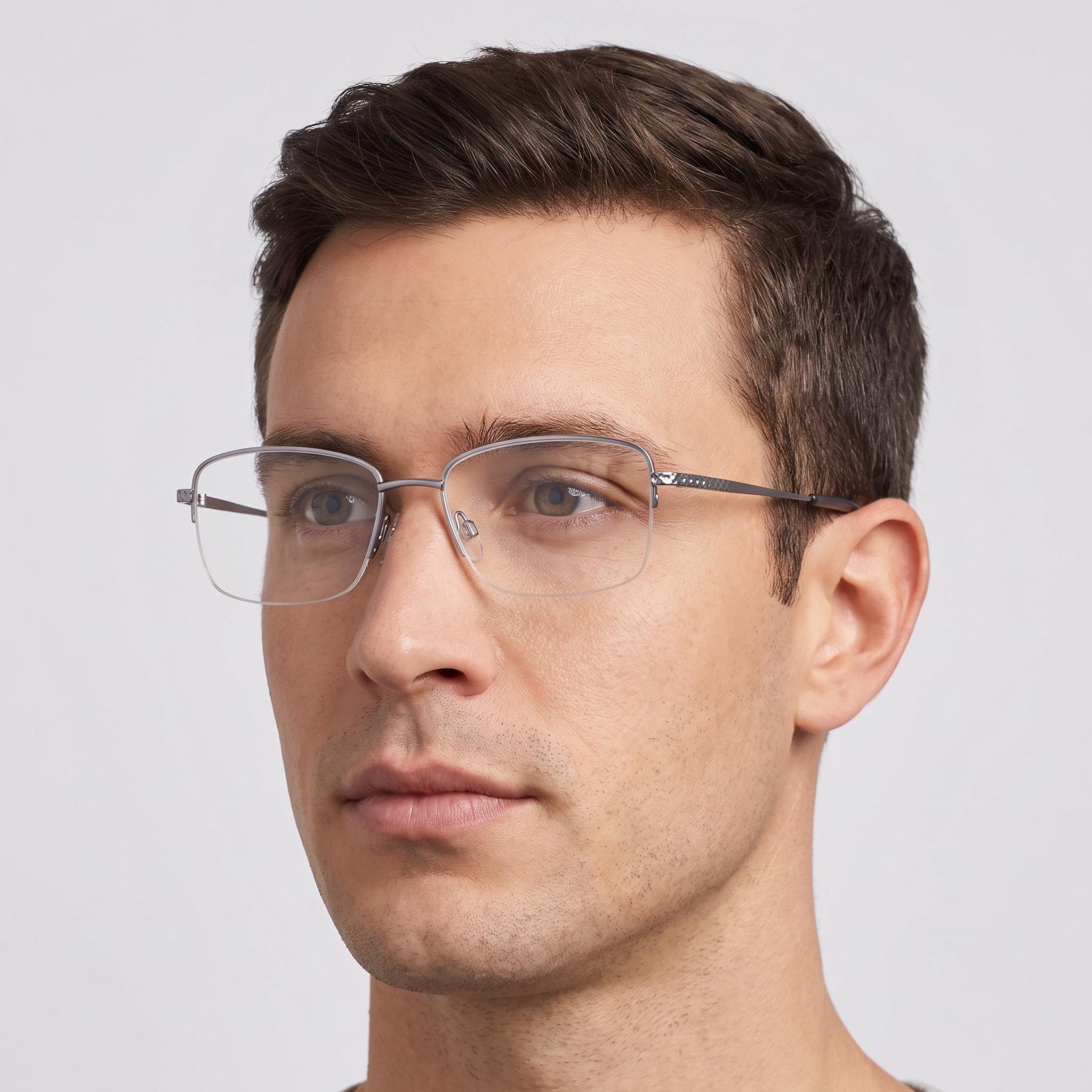 Gafas Flexon Classic, con montura metálica en color gris plomo satinado, diseño unisex, 54 mm de ancho de lente, Photo 5