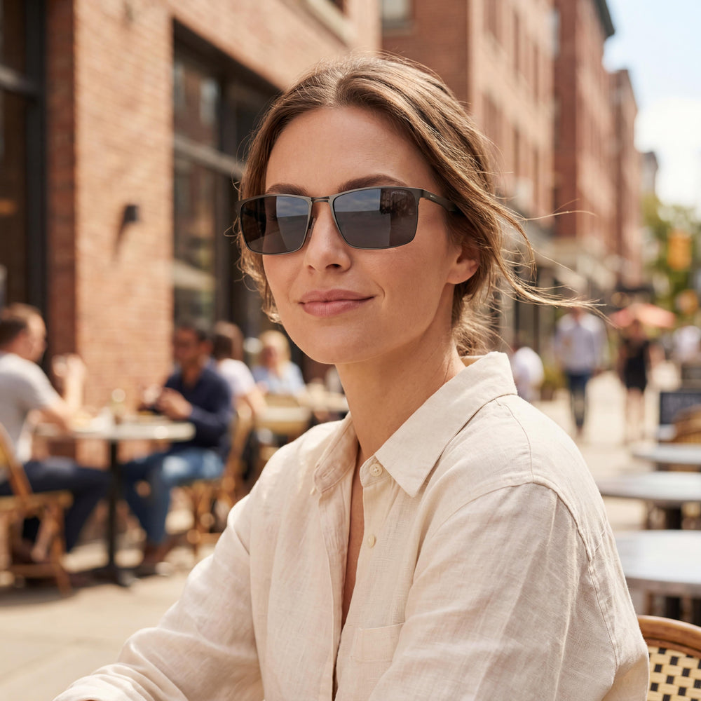 Gafas Chesterfield Classic unisex con montura metálica en Cam9 con lentes de policarbonato grises, tamaño 62-17-150