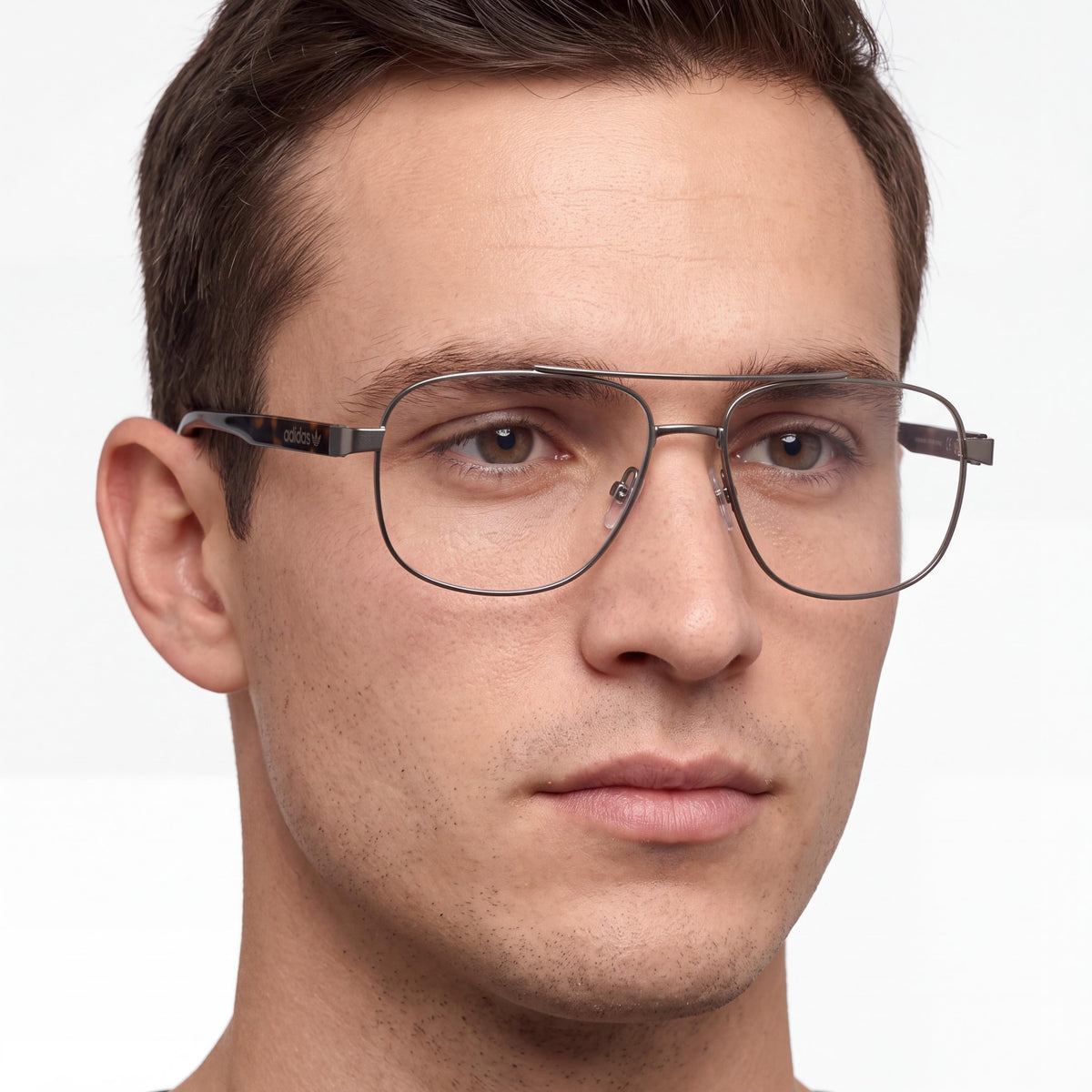 adidas Originals OR502400857 Men’s Gunmetal Plastic Pilot Casual Eyeglasses with Clear Demo Lenses, Prescription Ready 140mm Temple, Photo 4