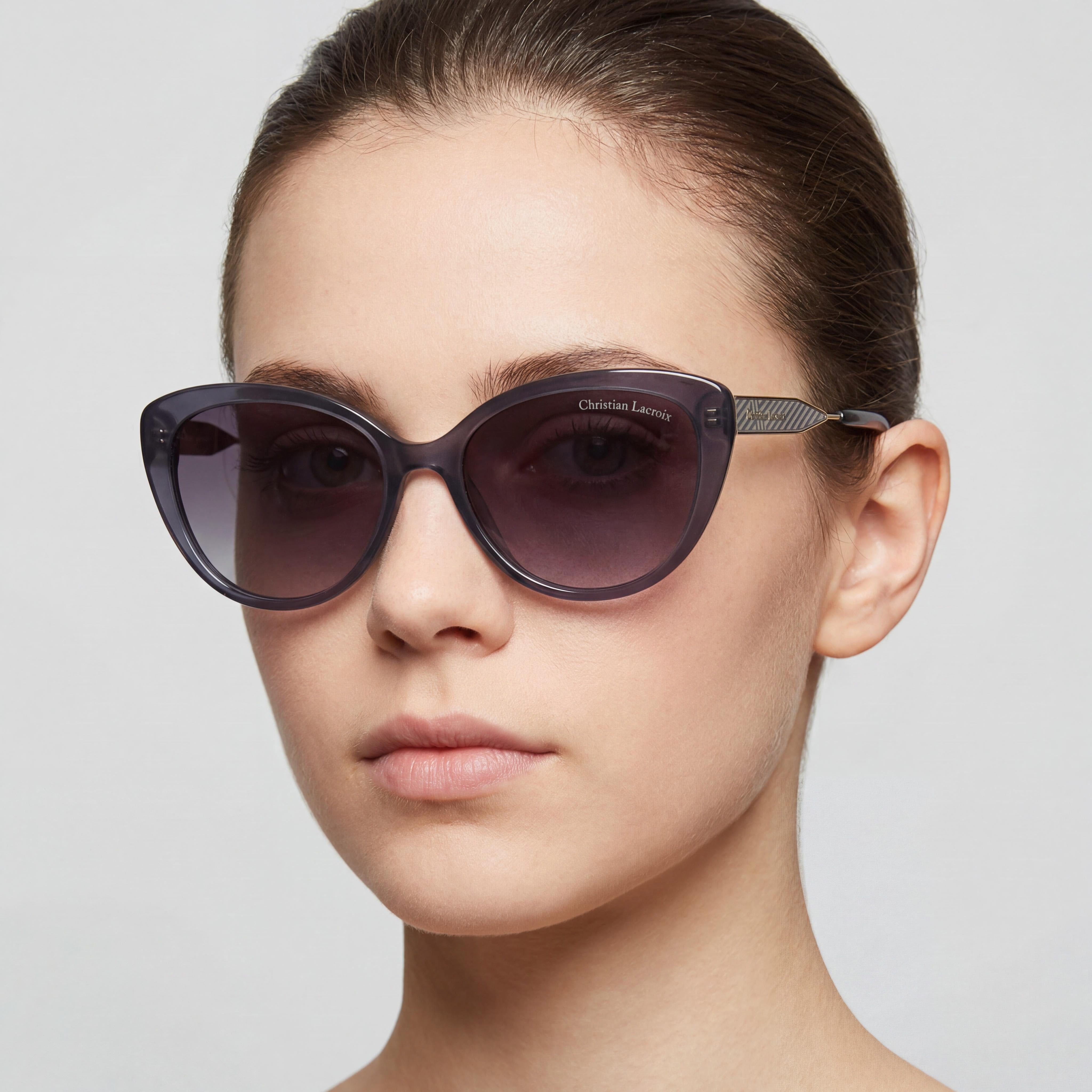 Christian Lacroix Glam Women's Crystal Grey Plastic Frame Gradient Non-Polarized UV Protection Sunglasses, Photo 4