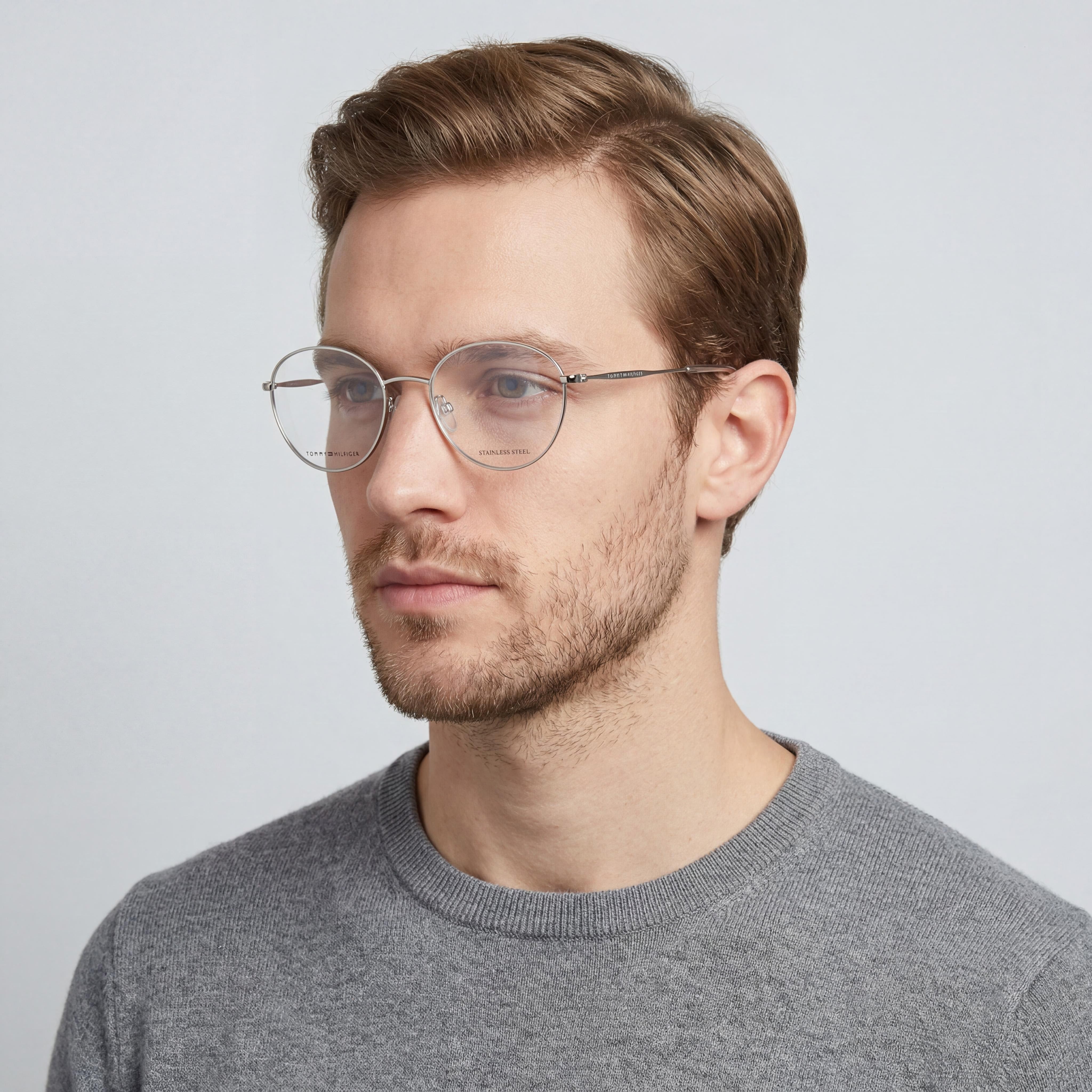 Gafas graduadas Tommy Hilfiger Modern para hombre, de acero con aleación de cobre y oro, con lentes transparentes de demostración, 52 mm, Photo 4