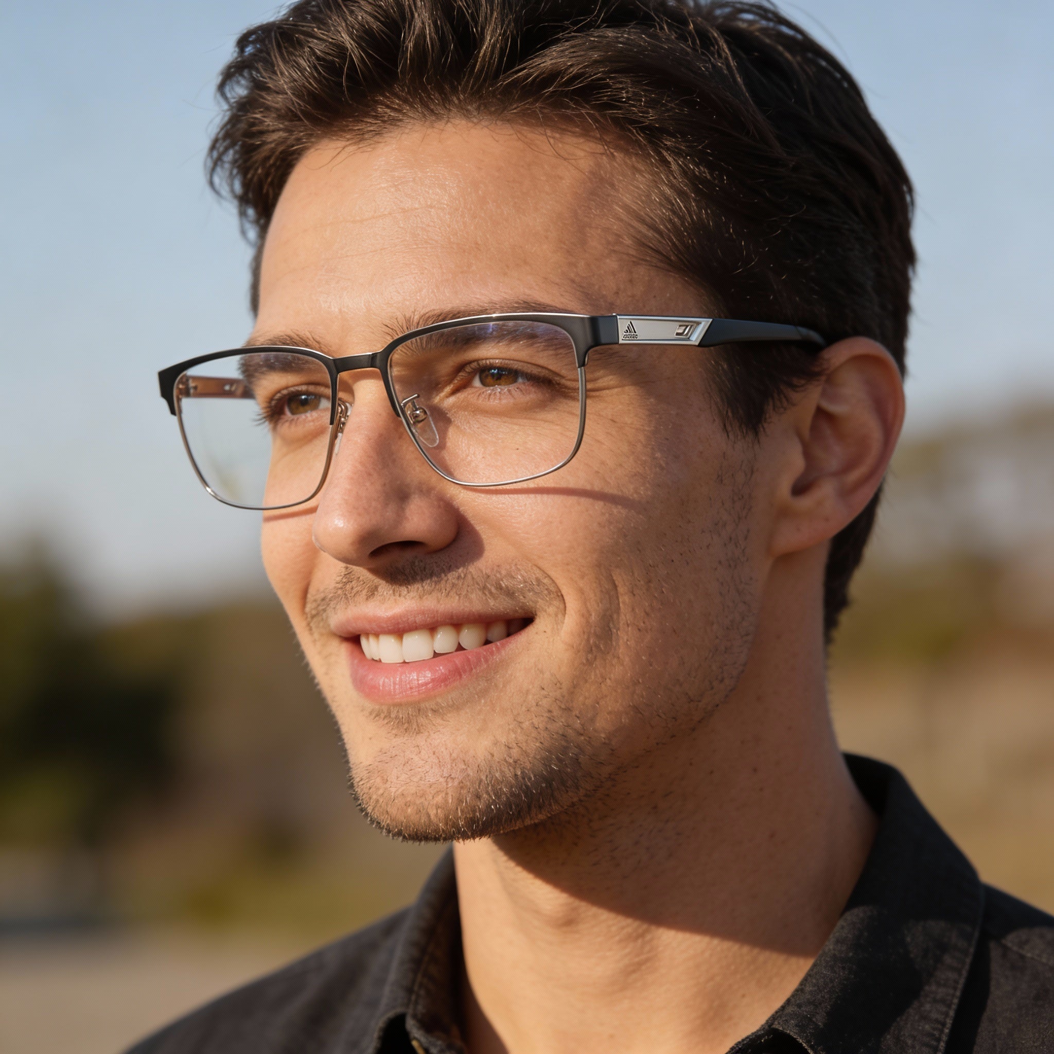 Gafas de vista adidas Navigator para hombre con montura metálica antracita brillante y lentes transparentes 52-16-145, Photo 5