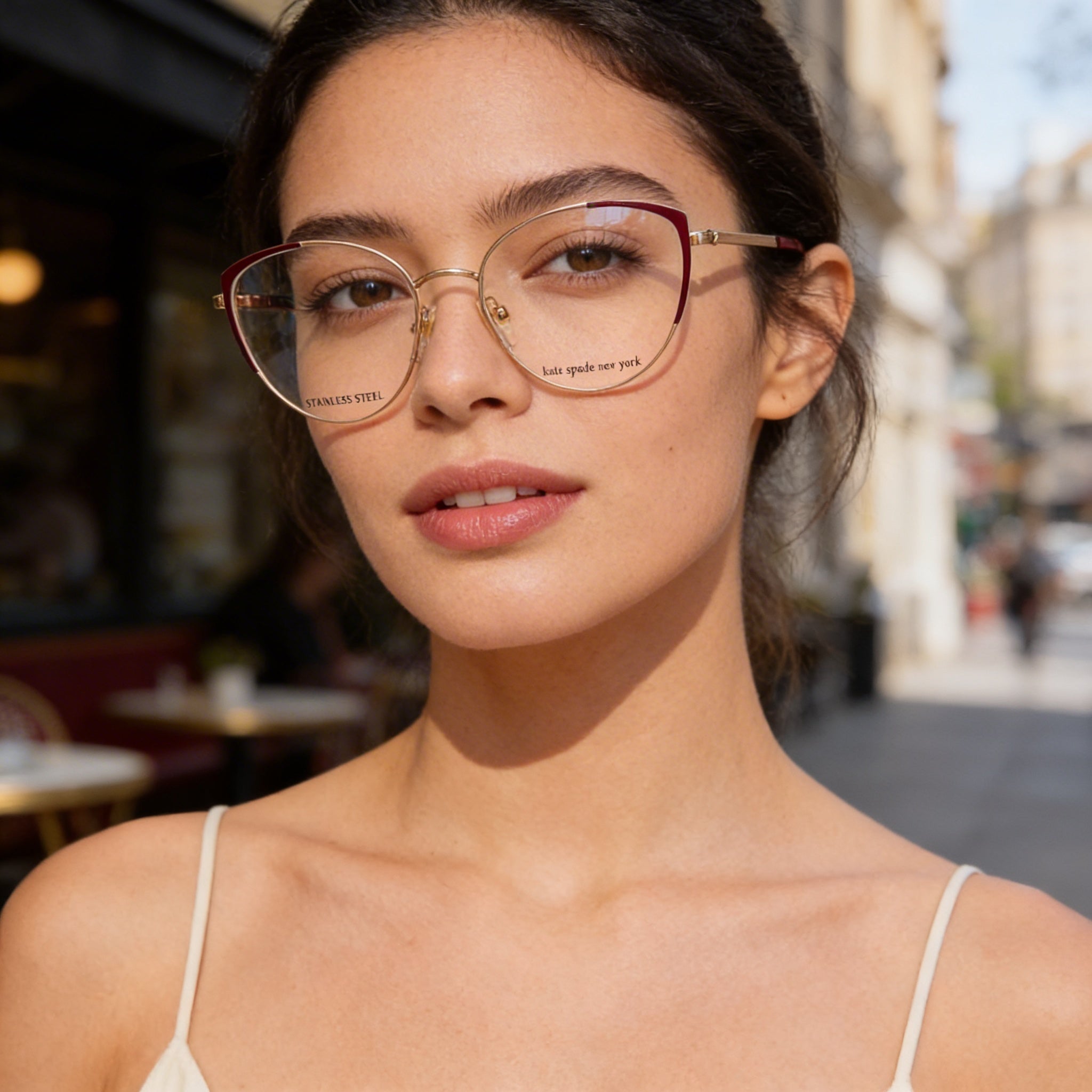 Kate Spade New York Modern Women's Metal Frame Eyeglasses with Polycarbonate Lenses, Rose Gold Red, 52mm, Photo 4