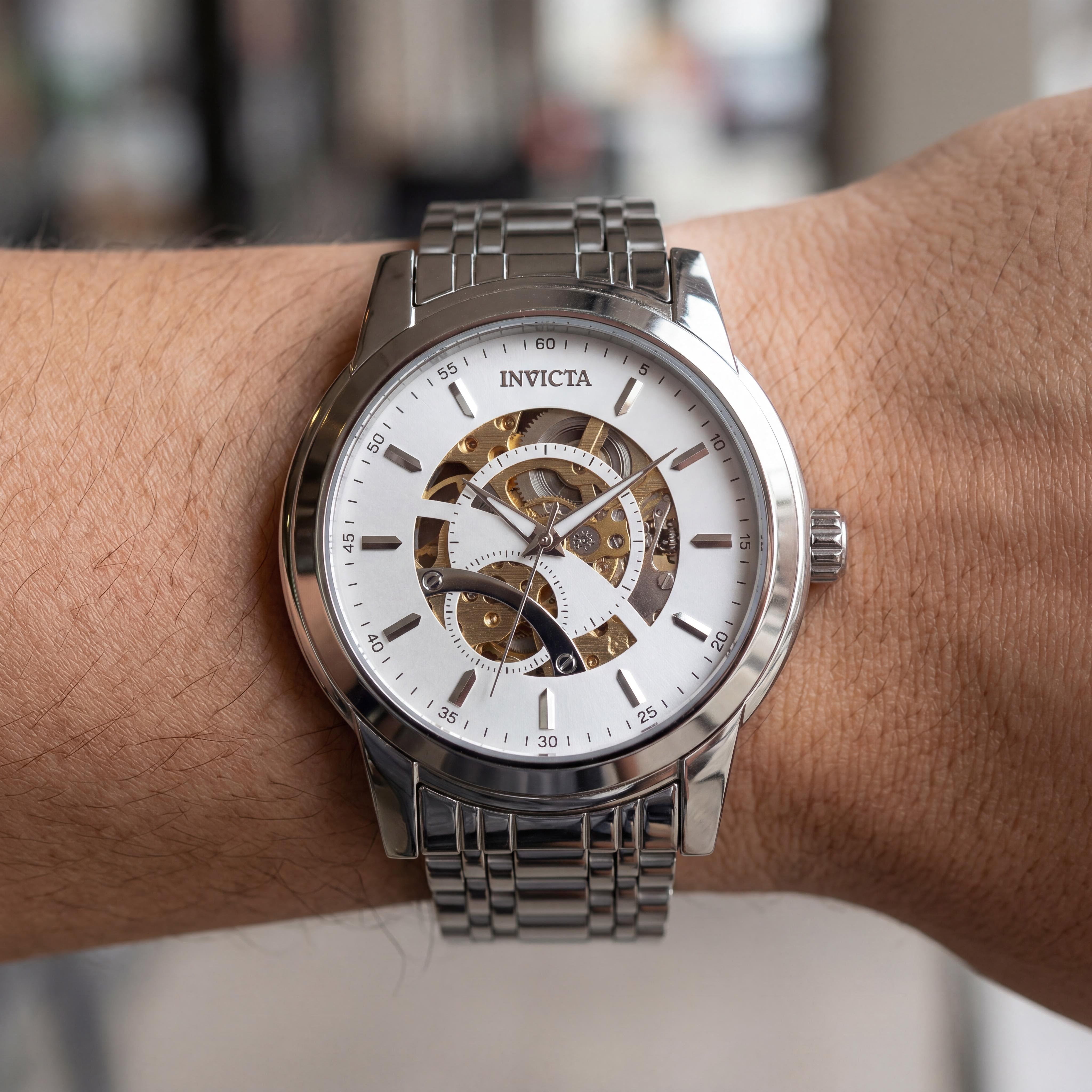 Invicta Objet D Art 69122 Reloj automático para hombre con caja y brazalete de acero inoxidable de 42 mm y esfera plateada, Photo 4