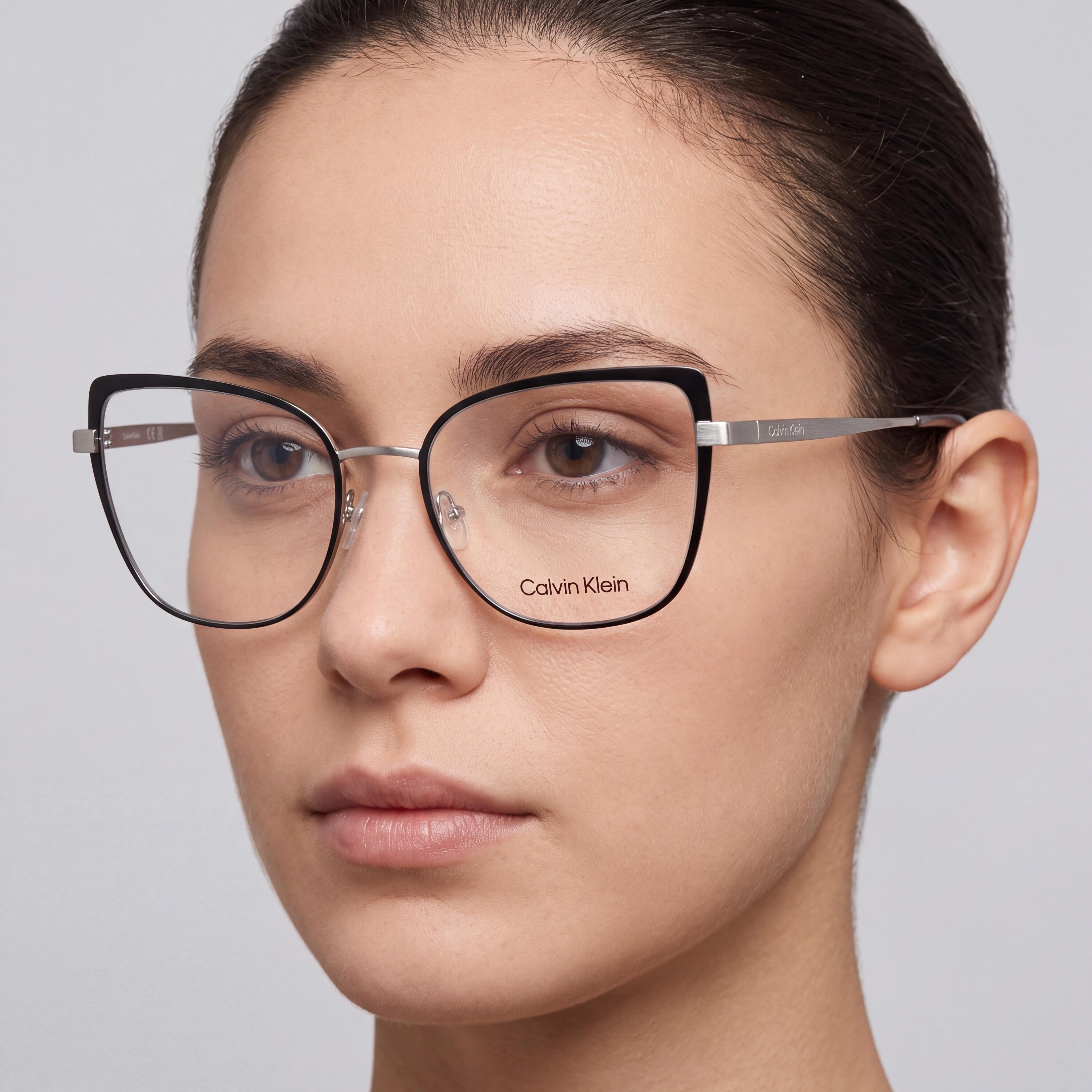 Calvin Klein Ck22101 Unisex Eyeglasses featuring a Black Silver Metal Cat Eye Frame with 54mm Lens Width, Photo 4