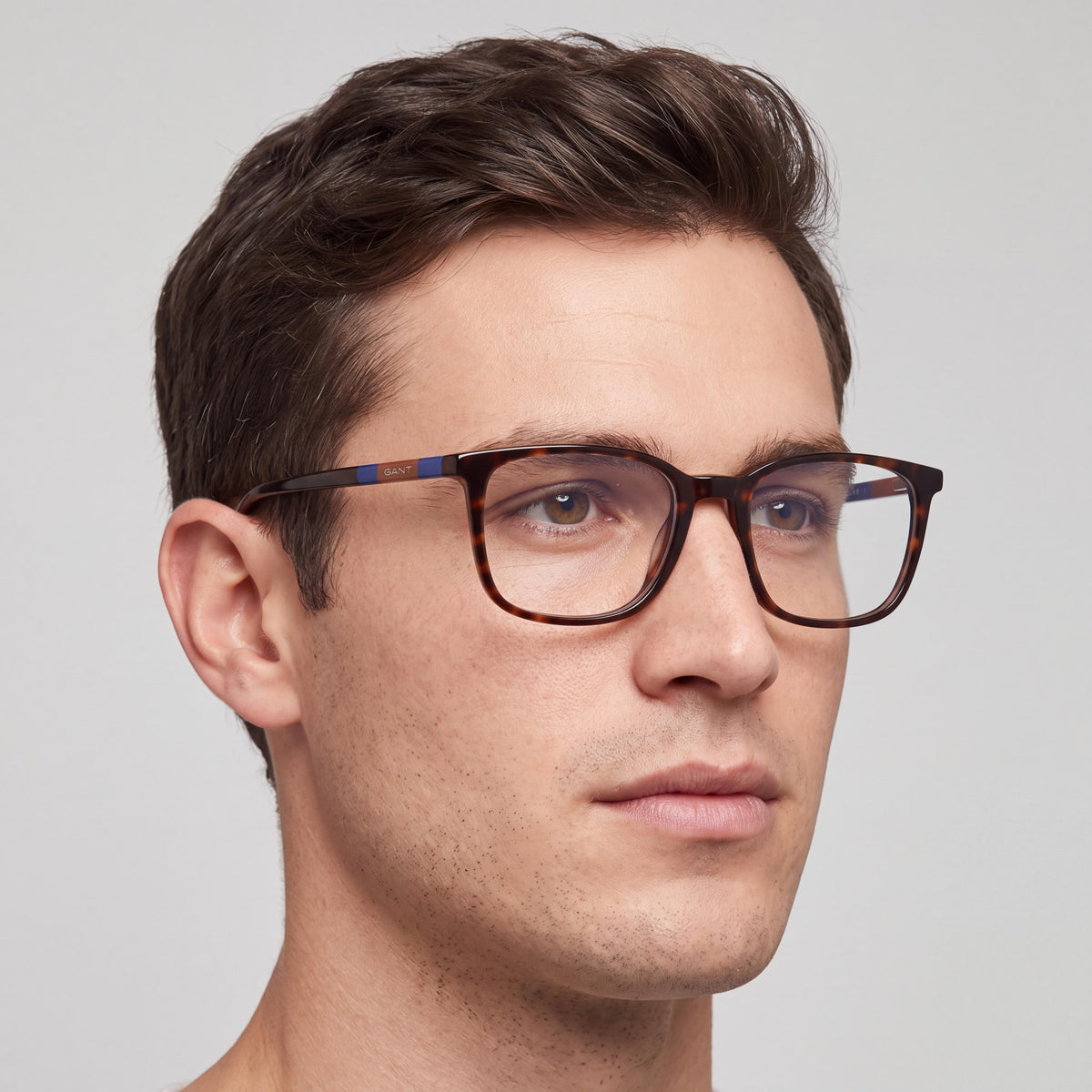 GANT 326405254 Gafas de hombre casual con montura de plástico color Habana oscuro y lentes transparentes 54mm, Photo 4