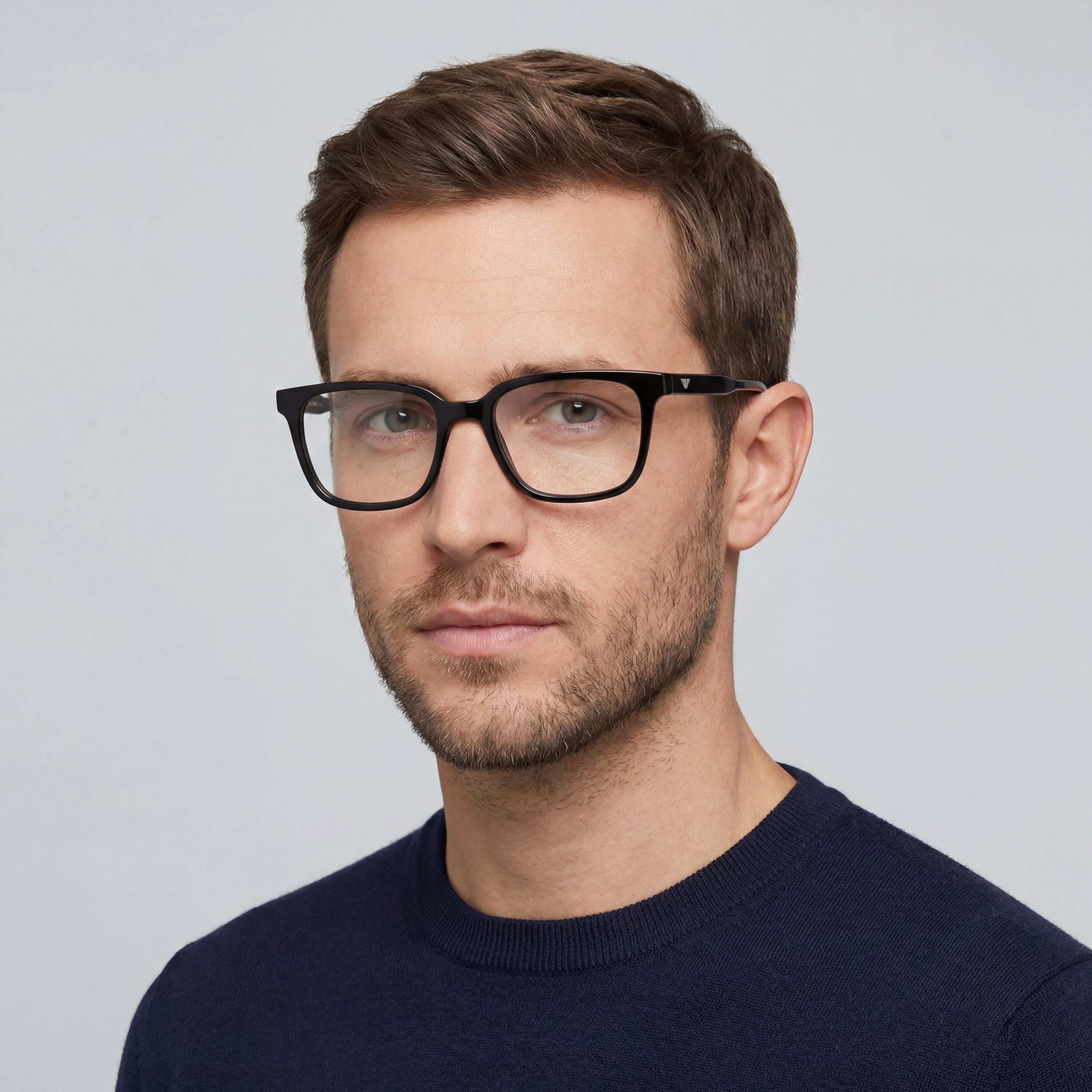 Emporio Armani Ea3258 Men's Square Prescription Ready Eyeglass Frames, Shiny Black Plastic, 54mm, Photo 4