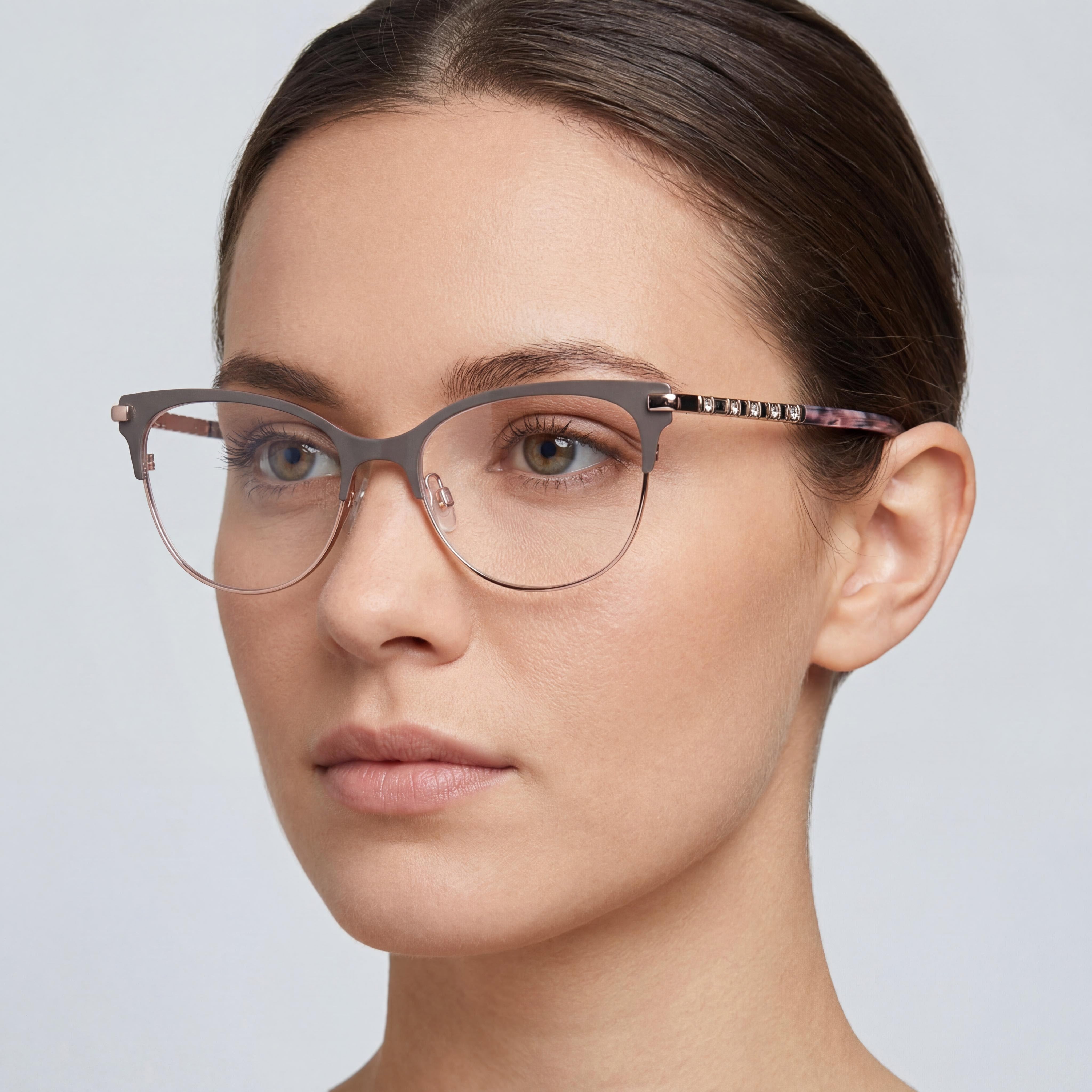 bebe Bb5224 Women's Full Rim Cat Eye Eyeglasses Frame with Pink Metal, Lens Width 52mm, Photo 4