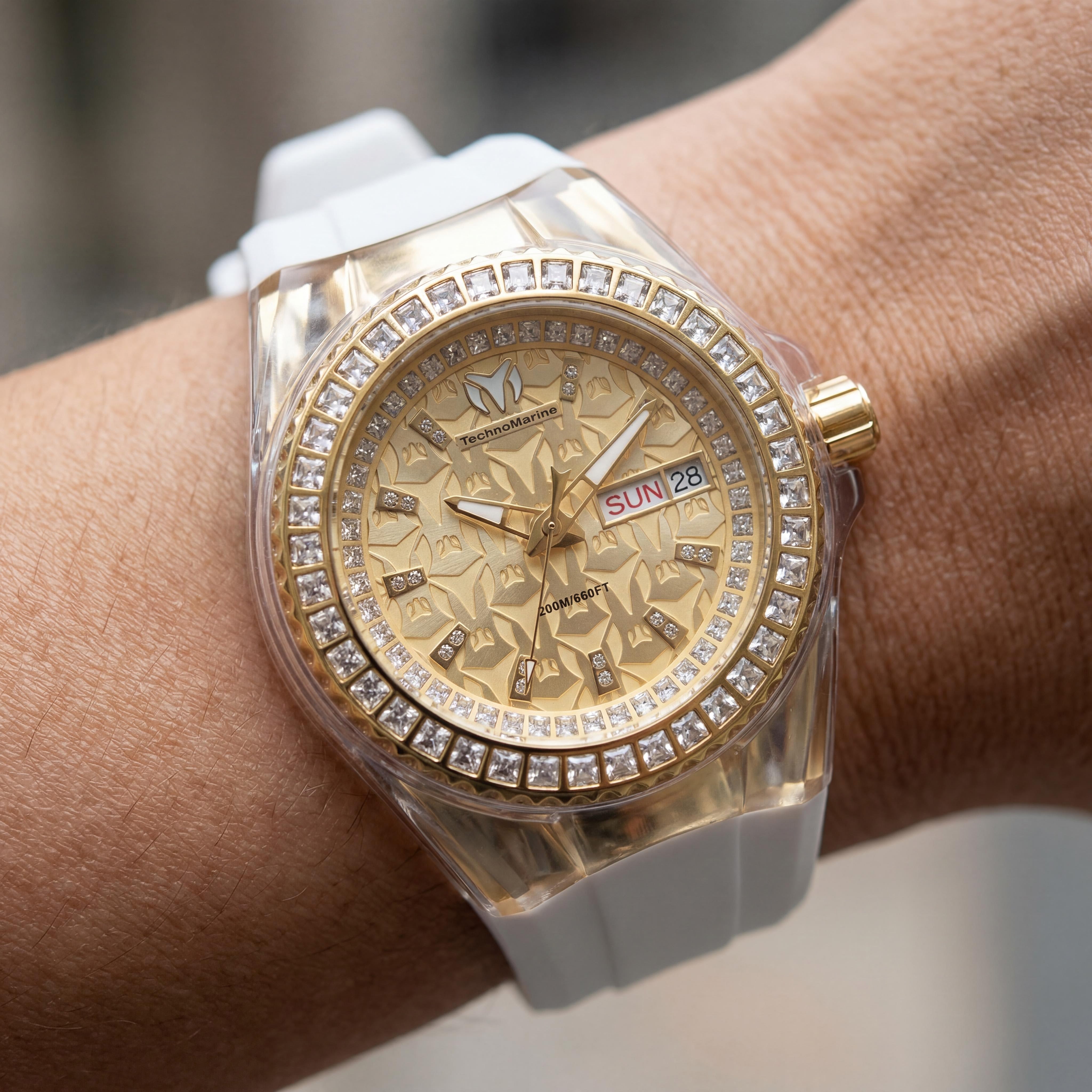 Technomarine Cruise TM-125040 Reloj de Cuarzo Unisex Dorado de Acero Inoxidable con Correa de Silicona 40mm, Photo 4