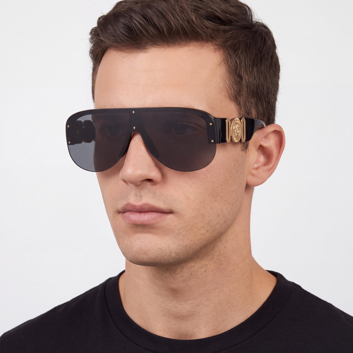 Versace VE4391 Men's Black Dark Grey Injected Frame Grey Lens UV Protection 48mm Sunglasses, Photo 4