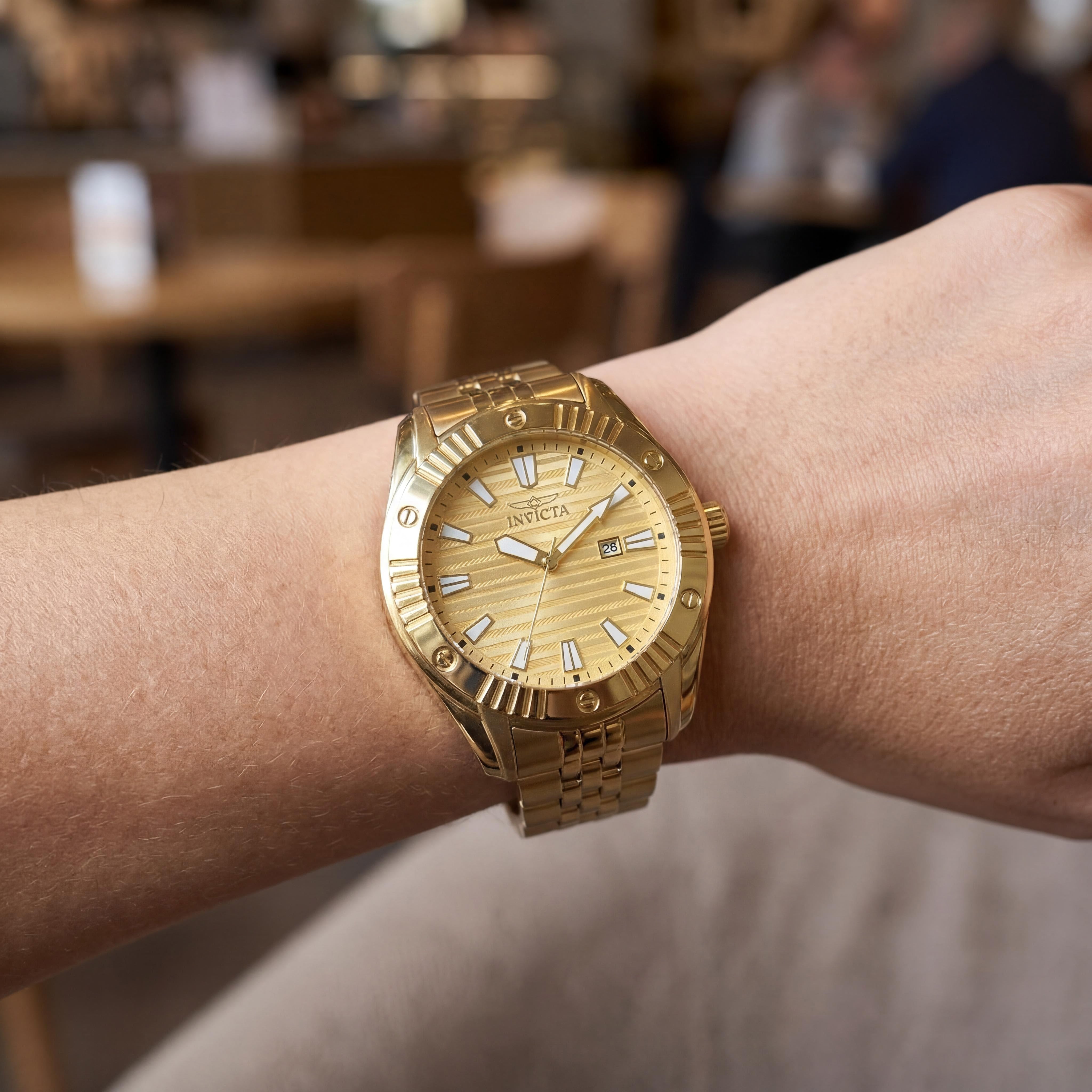 Invicta Angel 50387 Women's Gold Dial Stainless Steel Case & Strap Quartz Watch 47mm 10 ATM, Photo 4