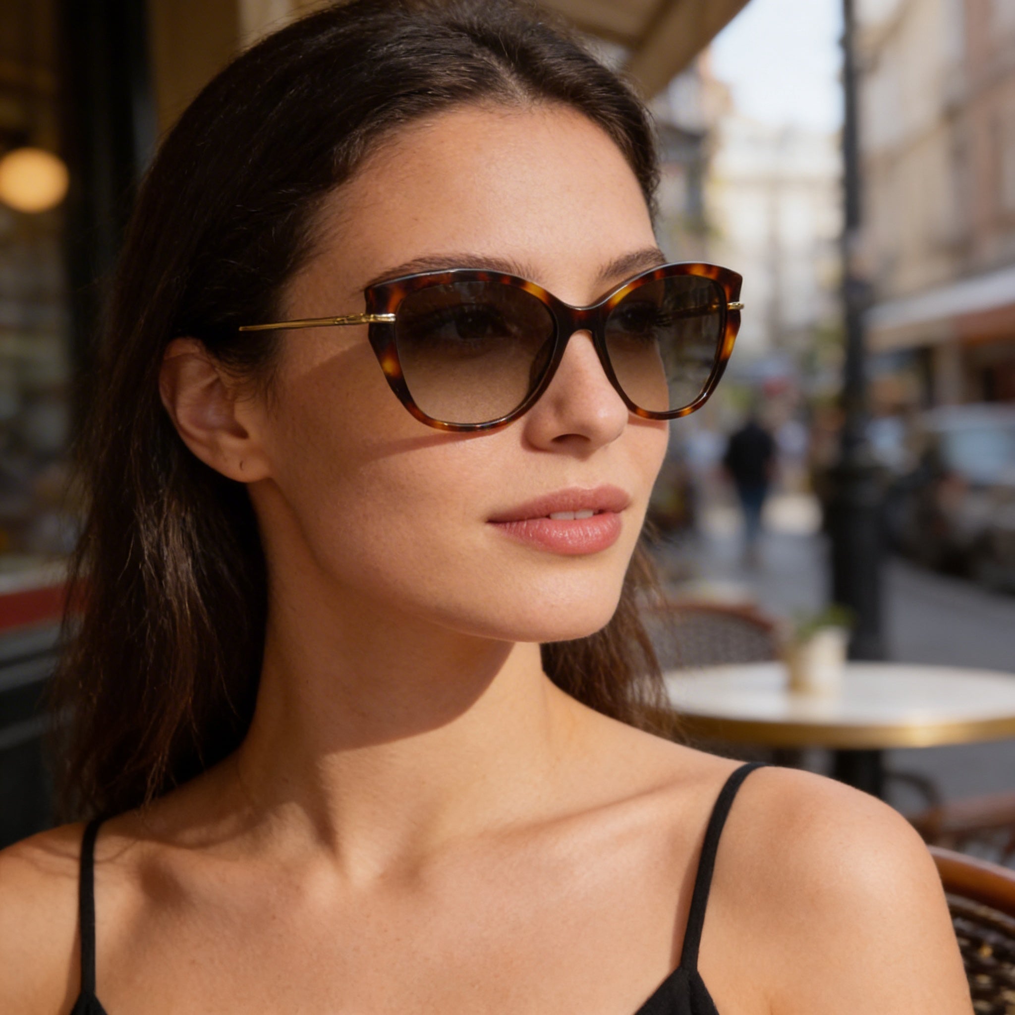 Gafas de sol Longchamp LO627S de mariposa para mujer, protección UV, plástico habana, lentes degradadas marrones, 57 mm, Photo 4
