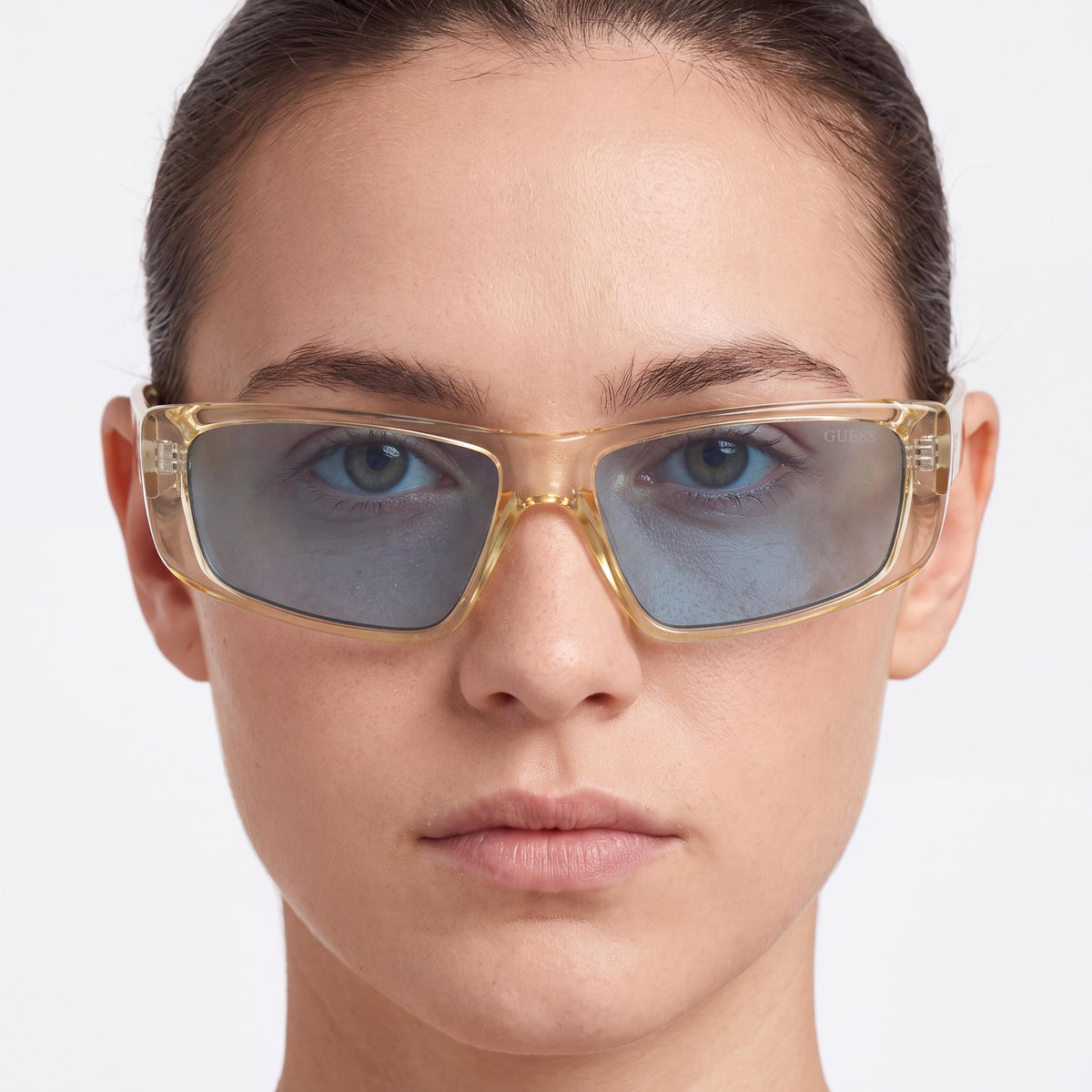 GUESS GU823141V58 Gafas de Sol Rectangulares Unisex Amarillas de Plástico con Lentes Azules y Protección UV 58mm, Photo 3