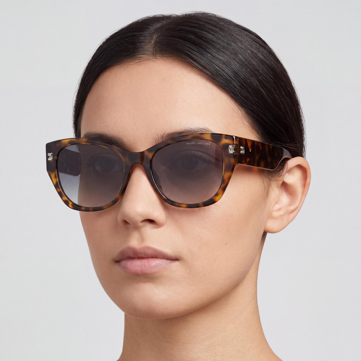 Gafas de sol rectangulares Marc Jacobs Classic para mujer con montura de plástico habana y lentes grises oscuras de 19-19-145 mm, Photo 5