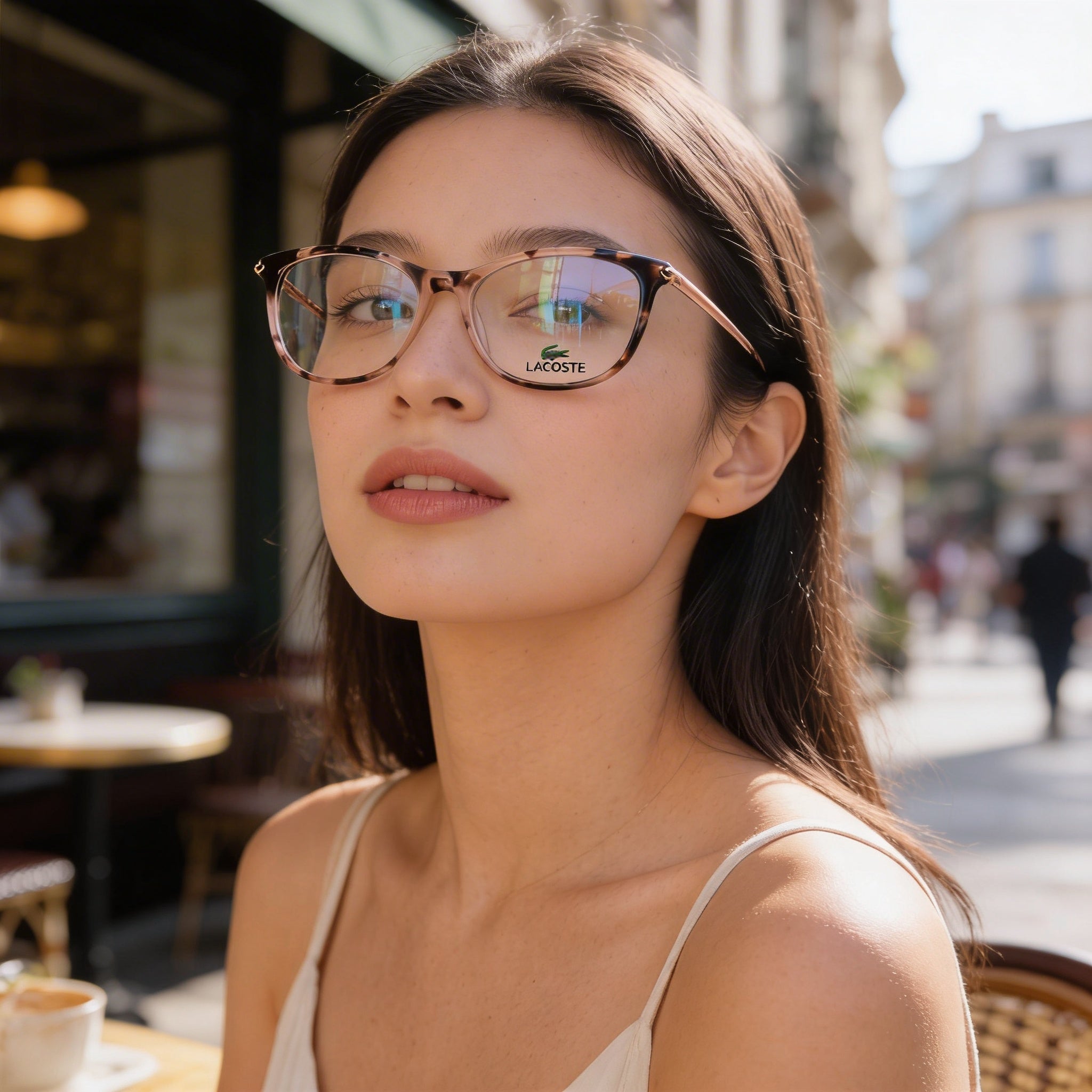 Lacoste Casual Women's Eyeglasses with Acetate Frame in Petrol Havana Color, Non-Polarized Polycarbonate Lenses, Size 53-16-140mm, Photo 5