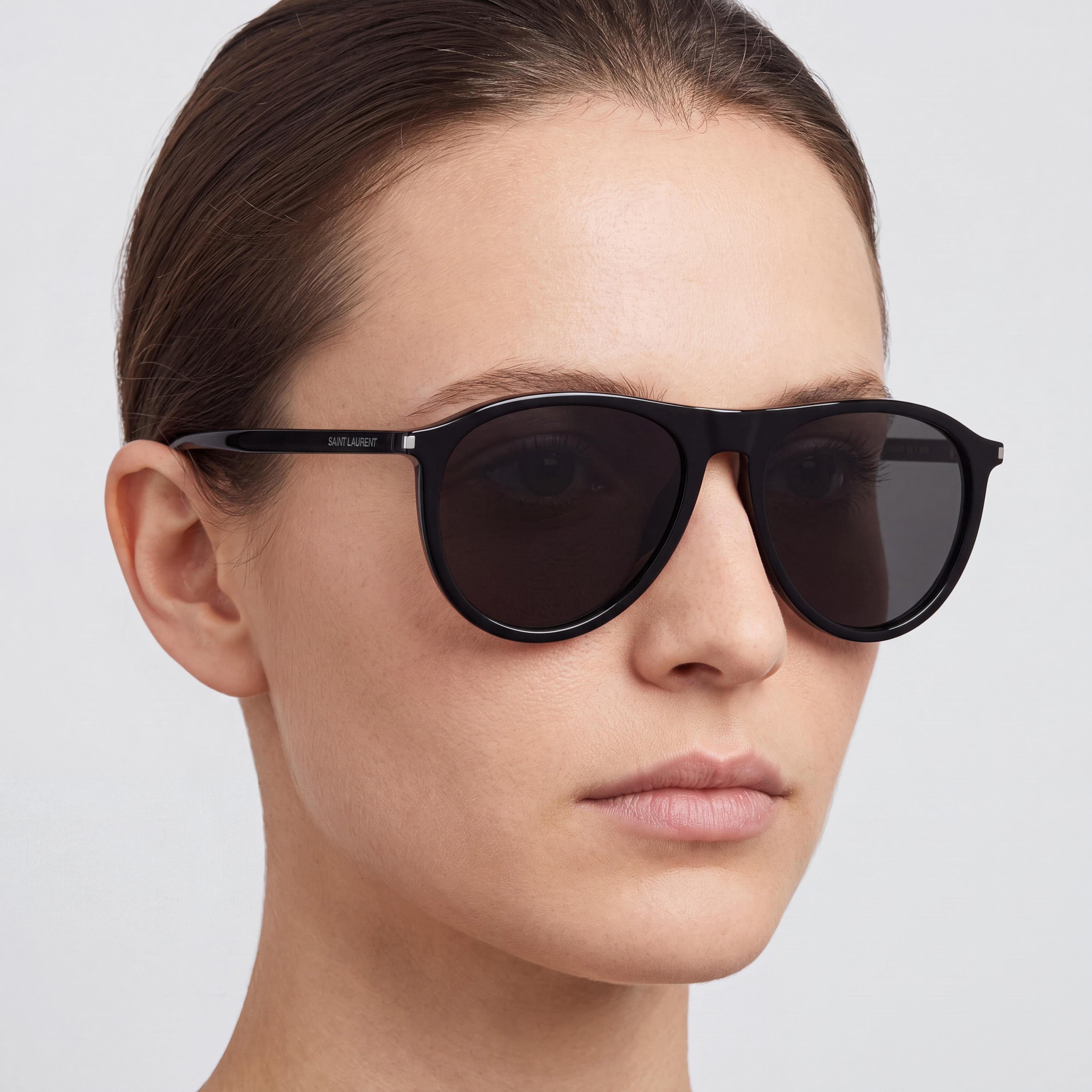 Yves Saint Laurent Aviators Women's Black Acetate Sunglasses 56, Photo 3