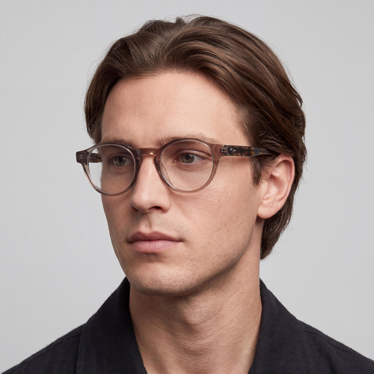 Gafas modernas rag & bone para hombre, acetato beige transparente, montura completa ovalada, 48-22-145, Photo 4