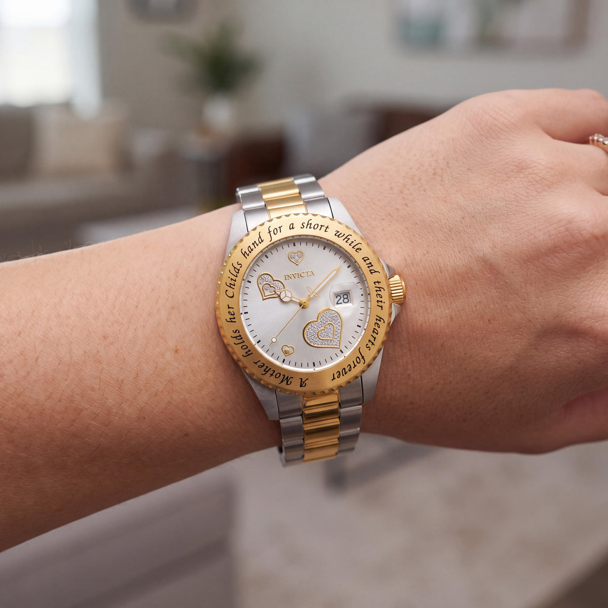 Invicta Angel 14730 Women's Quartz 40mm Stainless Steel Watch, 200M Water Resistant, Silver Dial, Yellow Gold-Tone, Photo 3