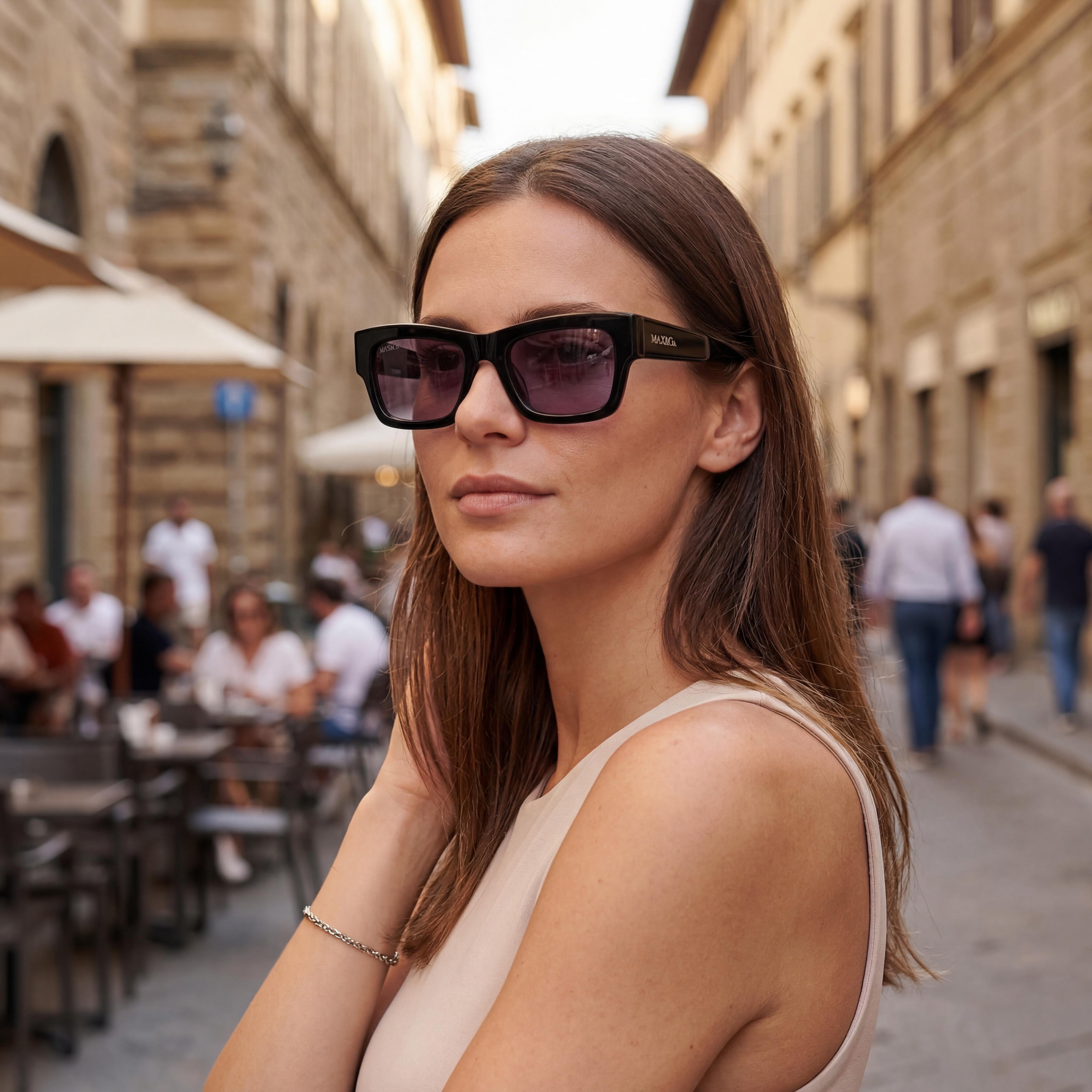 Max & Co. Modern Women's Plastic Black White Frame UV Protected Non-Polarized 50mm Sunglasses, Photo 6